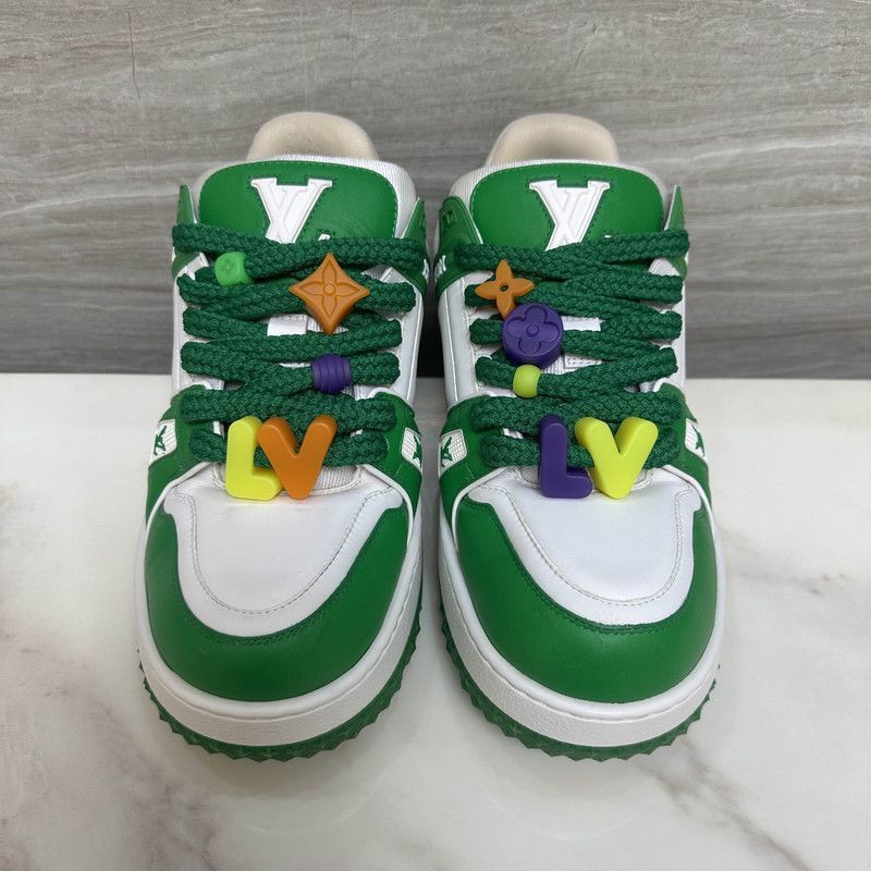 Louis Vuitton Louis Vuitton Trainer Maxi Low-Top Sneakers White Green -25 Size US 11 / EU 44 - 1 Thumbnail