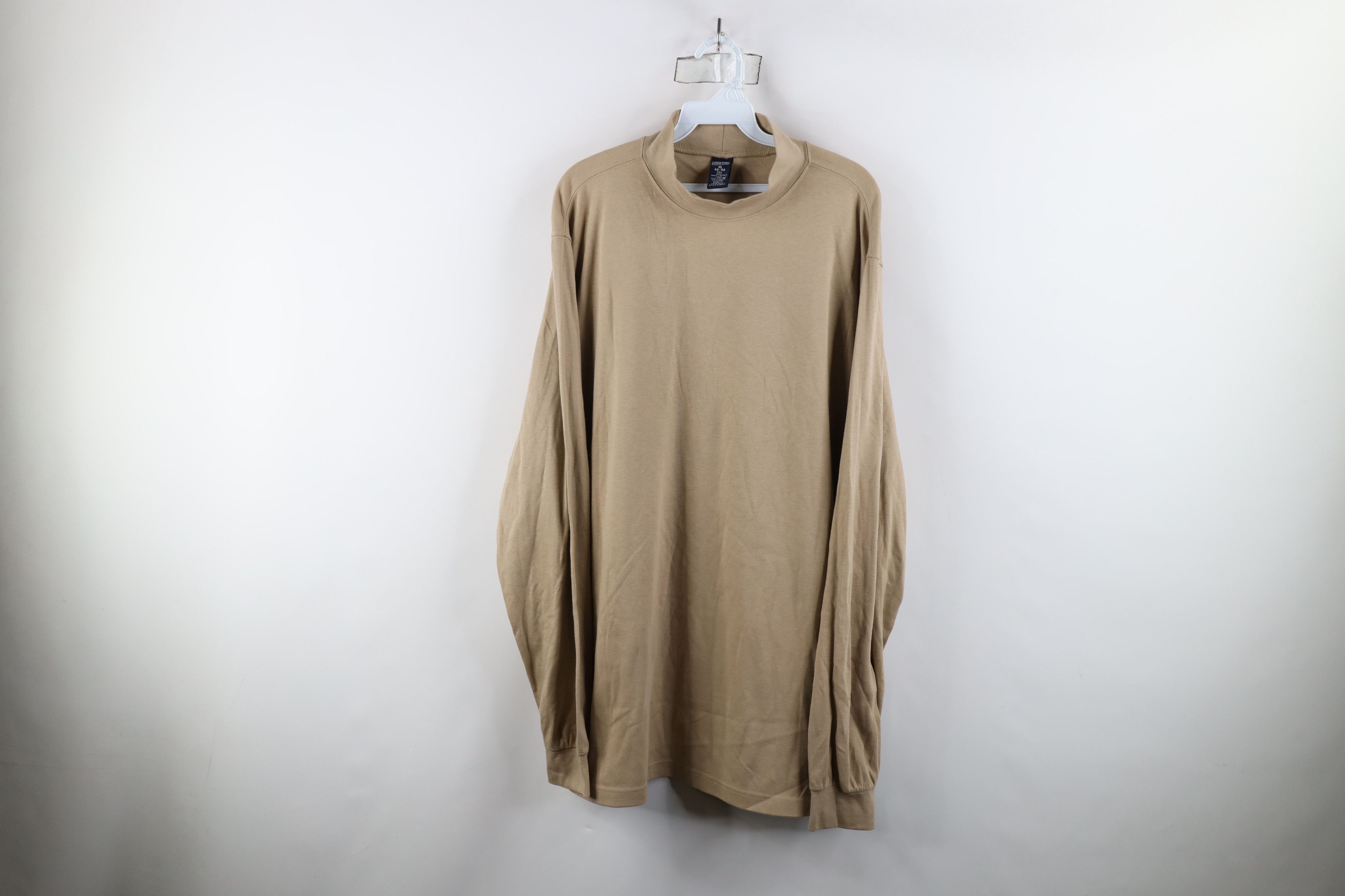 Lands' End × Vintage Vintage 90s Lands End Long Sleeve Mock Neck T-Shirt Beige Size US XL / EU 56 / 4 - 1 Thumbnail