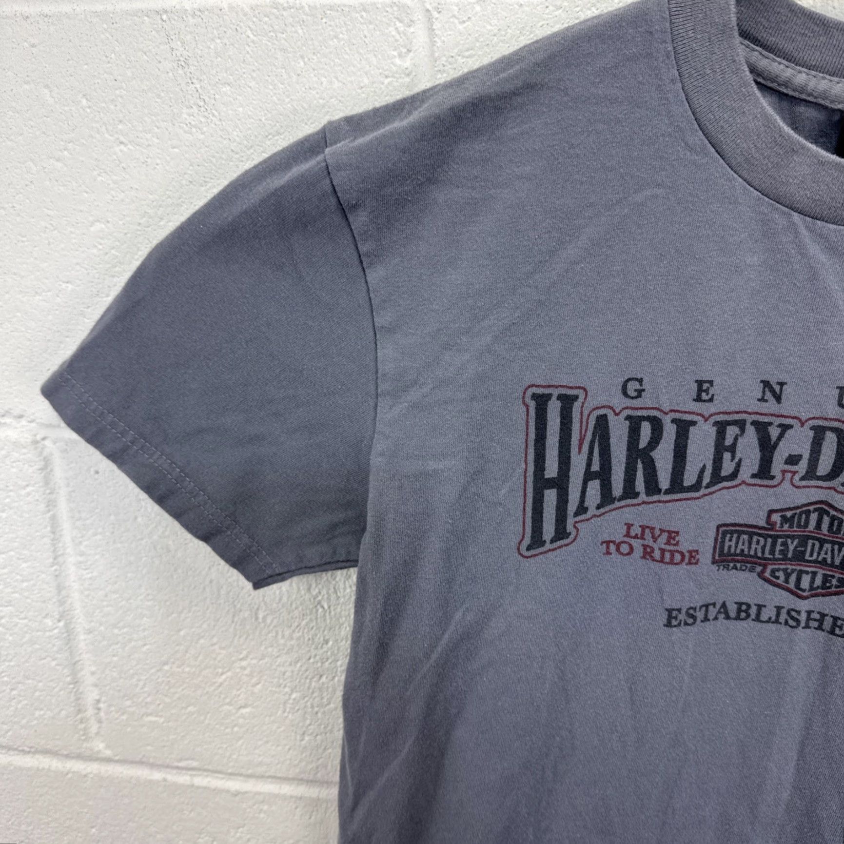 Harley Davidson Harley-Davidson T-Shirt Mens Medium Gray Graphic Print Woodstock New York Motorcycle Biker Tee Shirt Size US M / EU 48-50 / 2 - 6 Thumbnail