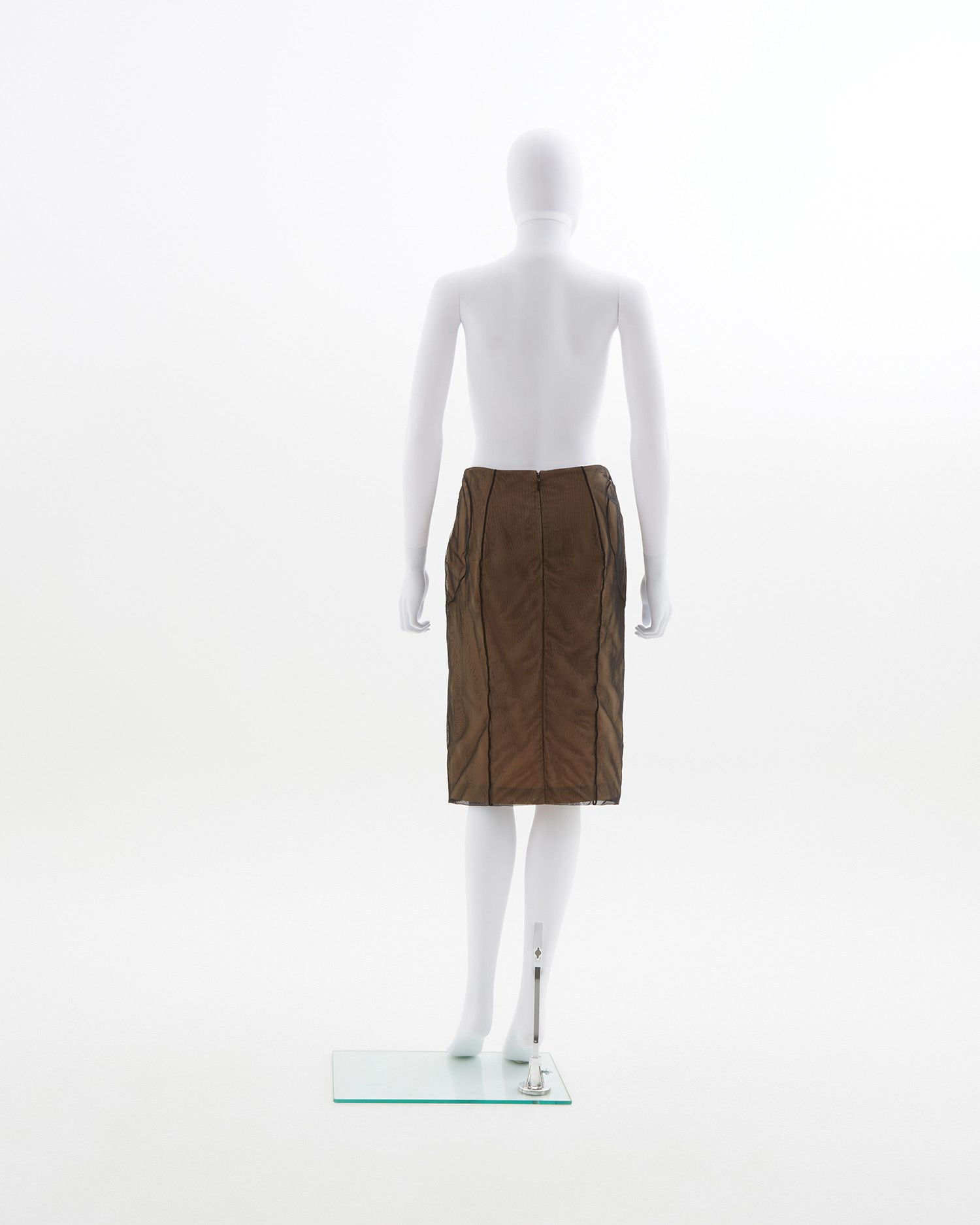 Gucci × Tom Ford S/S 2001 Black tulle overlay with tactfully placed seams Size 27" / US 4 / IT 40 - 4 Thumbnail