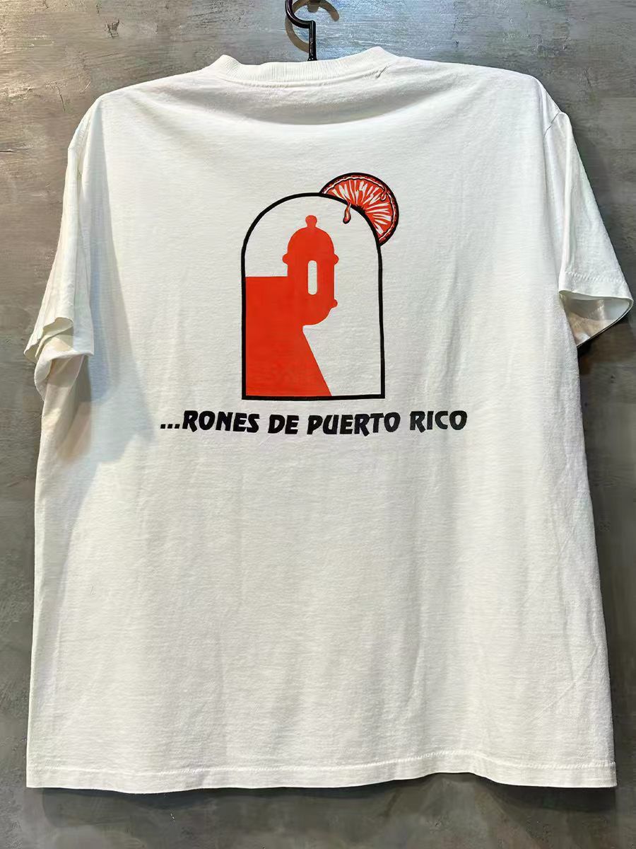 Vintage White Washed Vintage T-Shirt with Orange Print Size US M / EU 48-50 / 2 - 2 Thumbnail