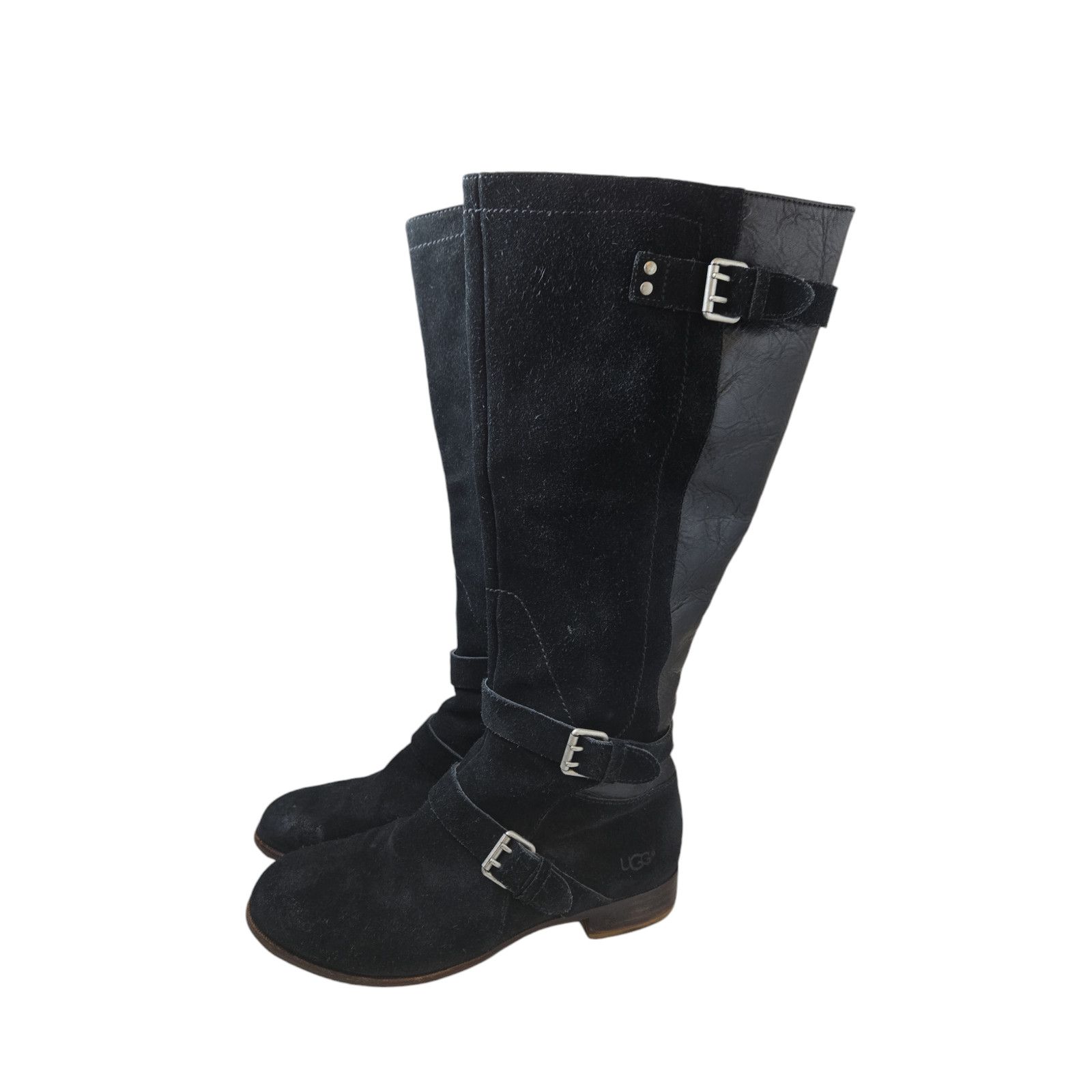 Ugg UGG Tall Black Suede Riding Boots Leather Sheepskin Size 8 Size US 8 / IT 38 - 3 Thumbnail
