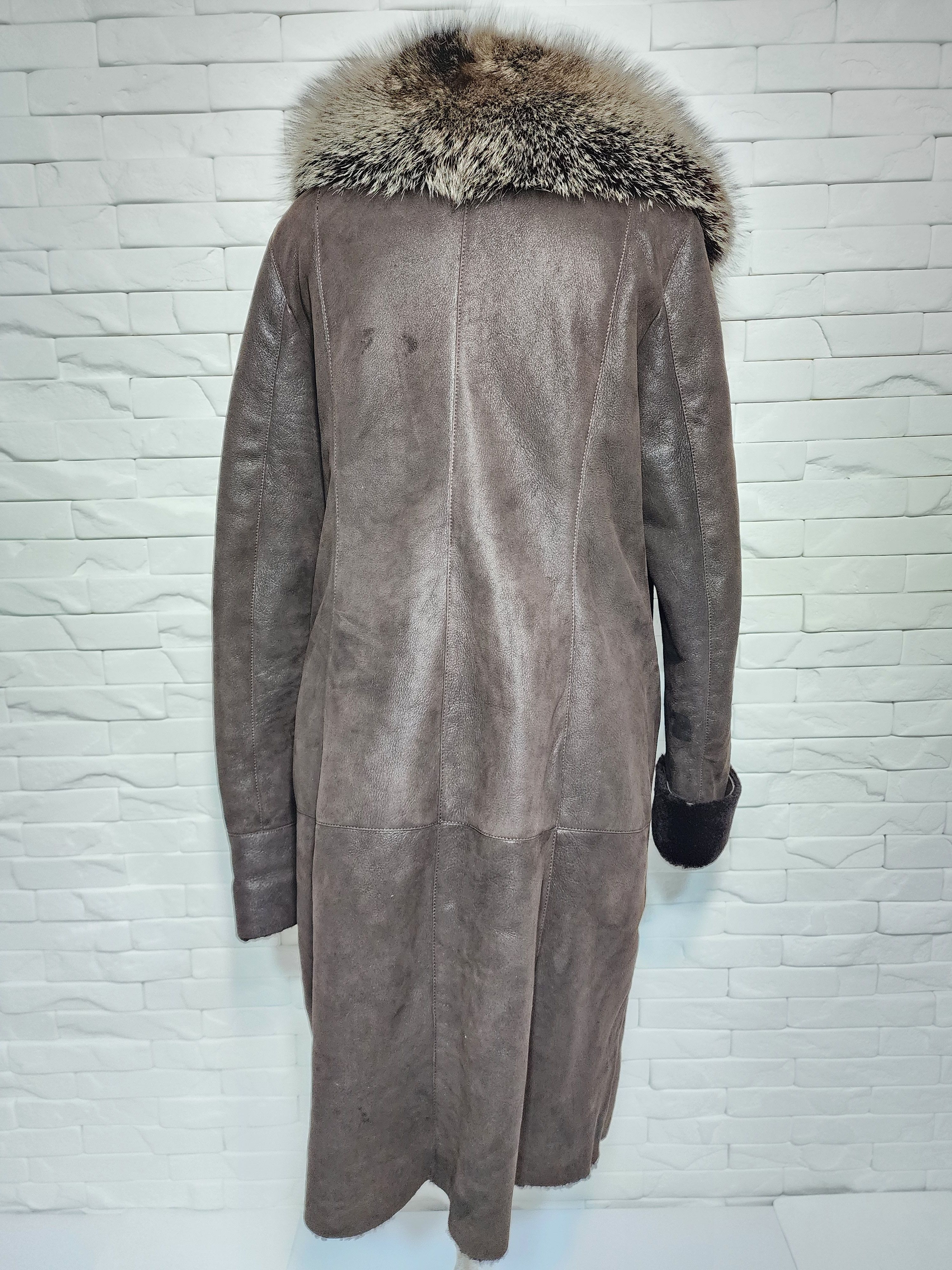 Genuine Leather Women's Brown Sheepskin Coat: Genuine Fur Collar Size XXL / US 16-18 / IT 52-54 - 7 Thumbnail