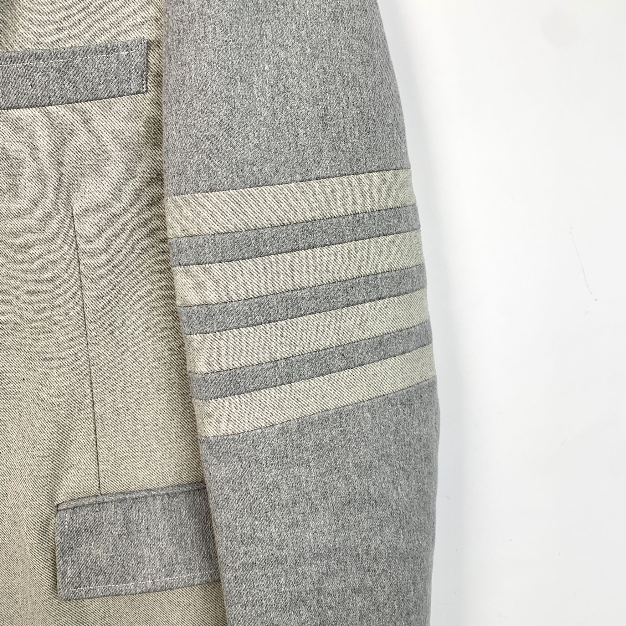 Thom Browne Thom Browne Mens Two-Tone Gray Blazer With Striped Sleeve Size US M / EU 48-50 / 2 - 4 Thumbnail