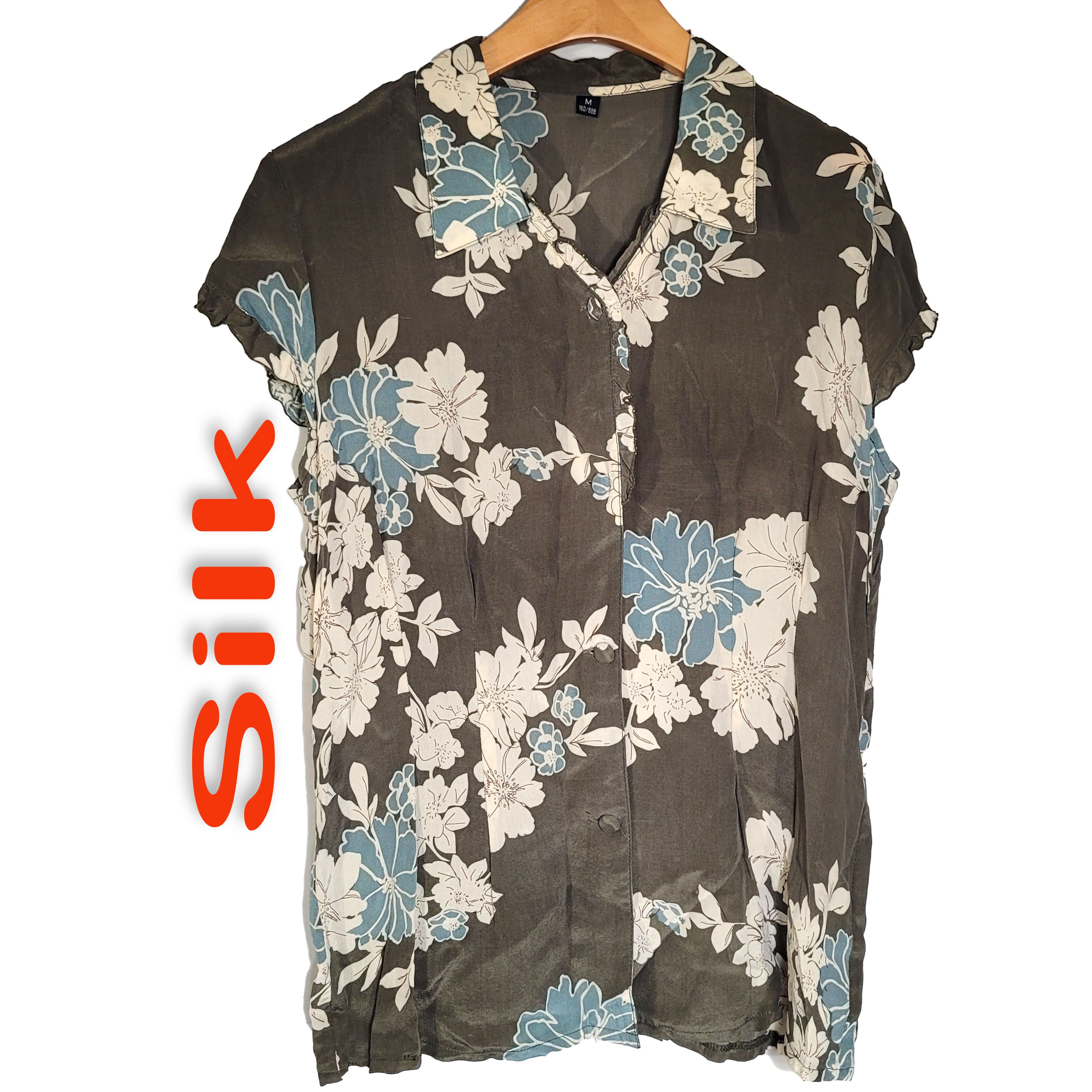 Other Women's 100% Silk Size L Top Button-Up Shirt SDK363 Size L / US 10 / IT 46 - 1 Thumbnail