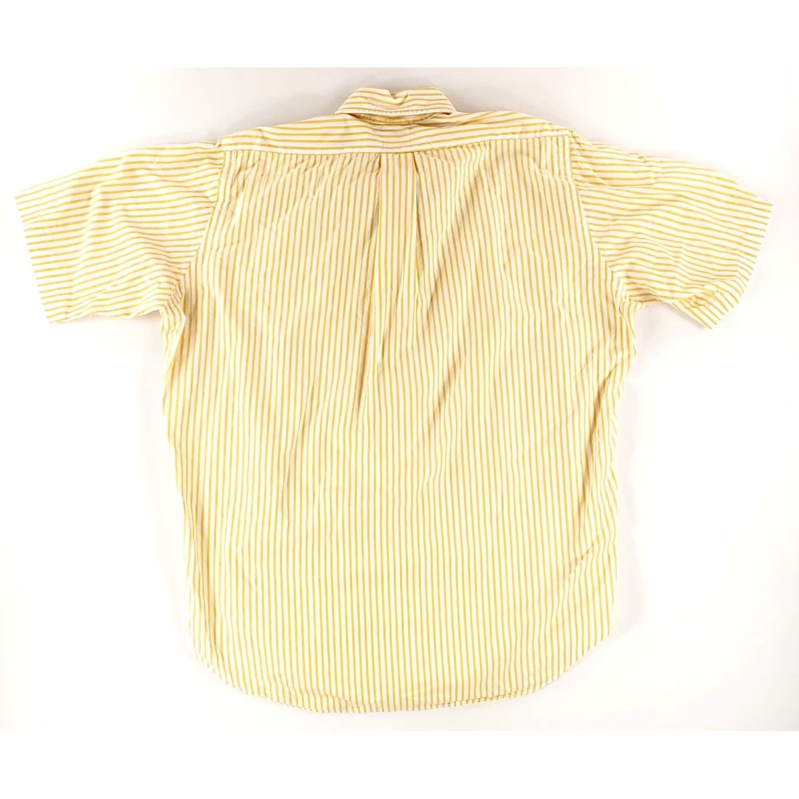 Brooks Brothers VINTAGE Brooks Brothers Button Down Short Sleeve Shirt Striped Mens L Made USA Yellow Shirt Size US L / EU 52-54 / 3 - 3 Thumbnail