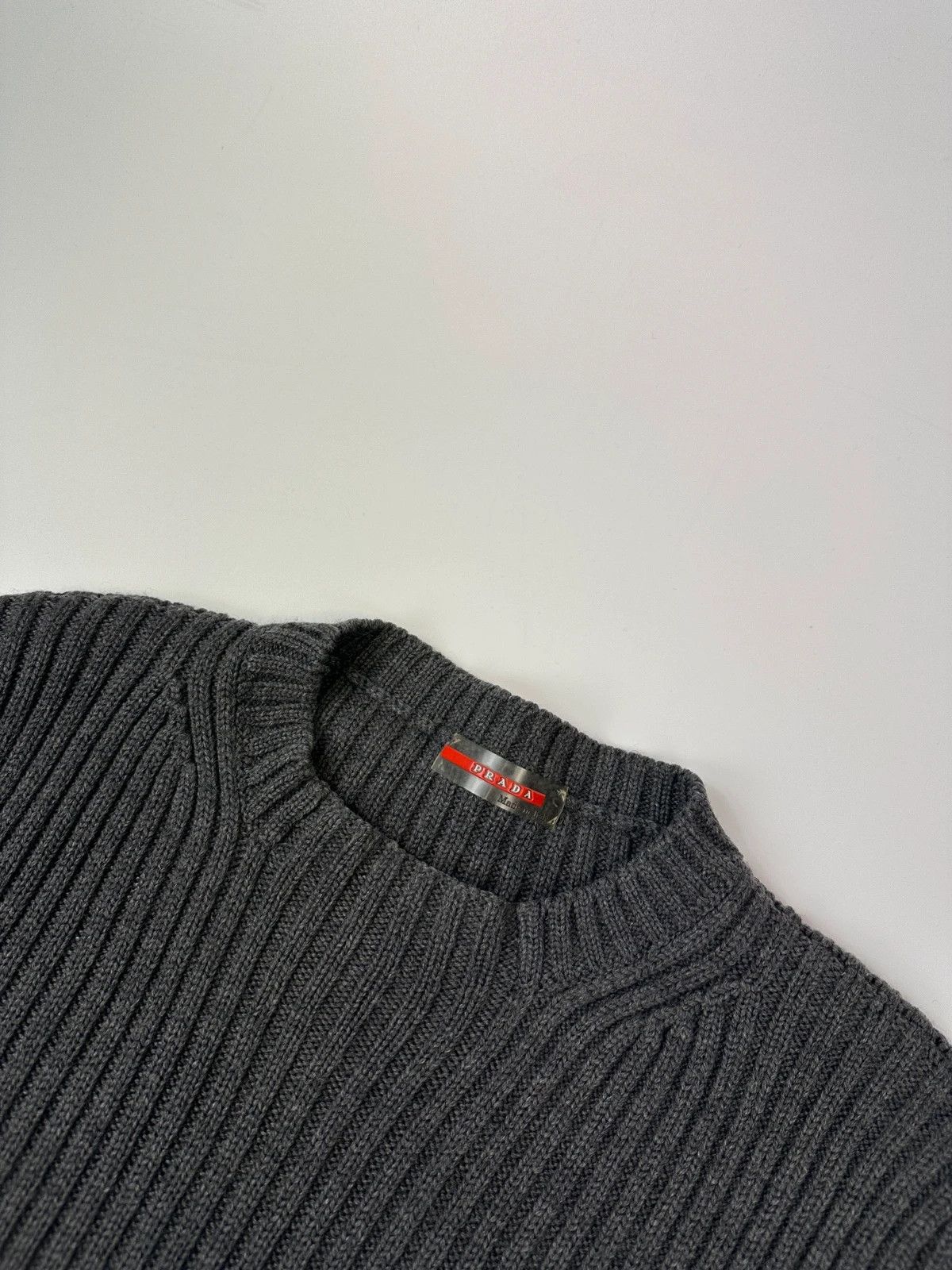 Prada Prada Sport FW2004 Grey Ribbed Wool Knit Sweater Size US M / EU 48-50 / 2 - 2 Thumbnail