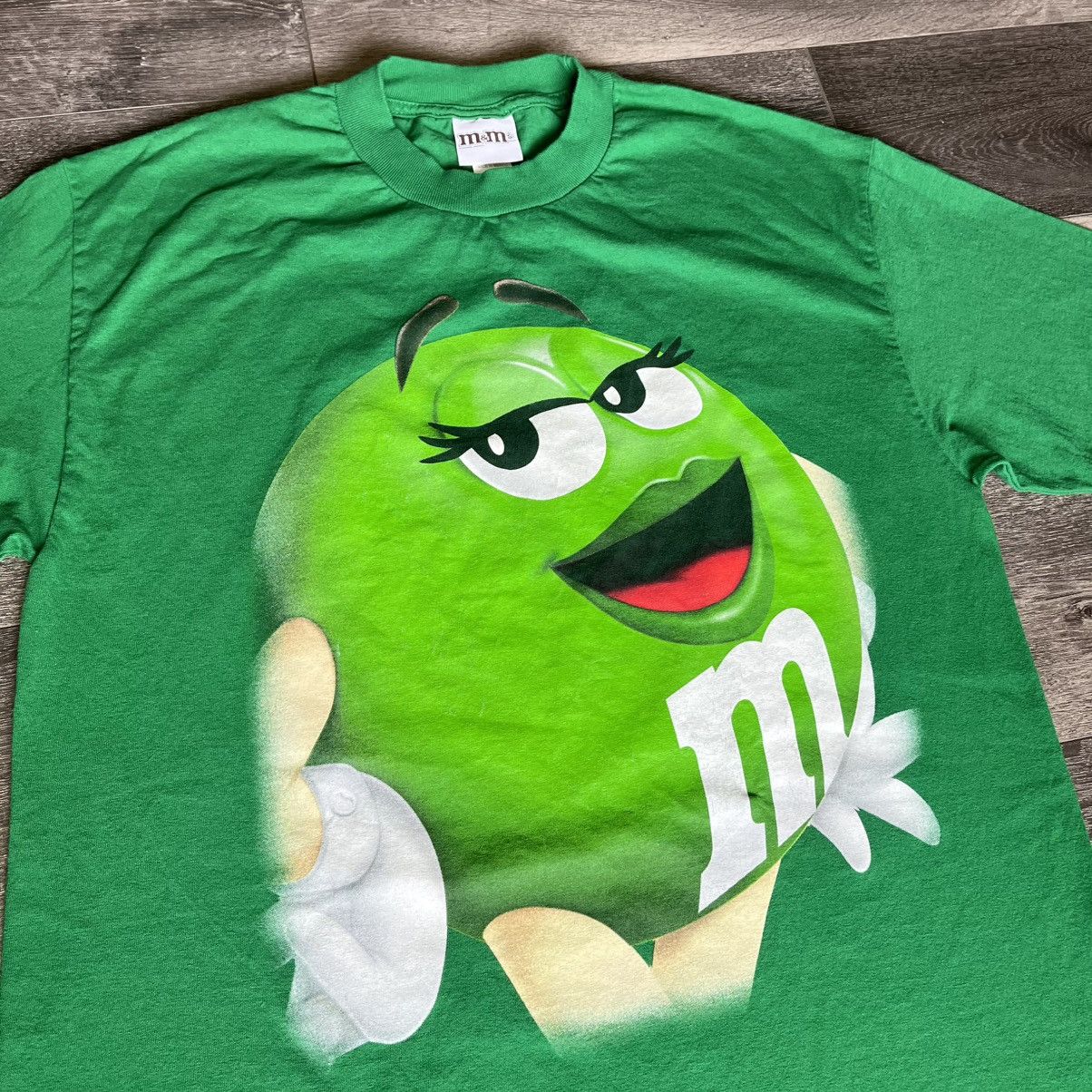 Vintage Vintage 2000s M&M Big Graphic All Over Print Green Logo Tee Size US L / EU 52-54 / 3 - 3 Thumbnail