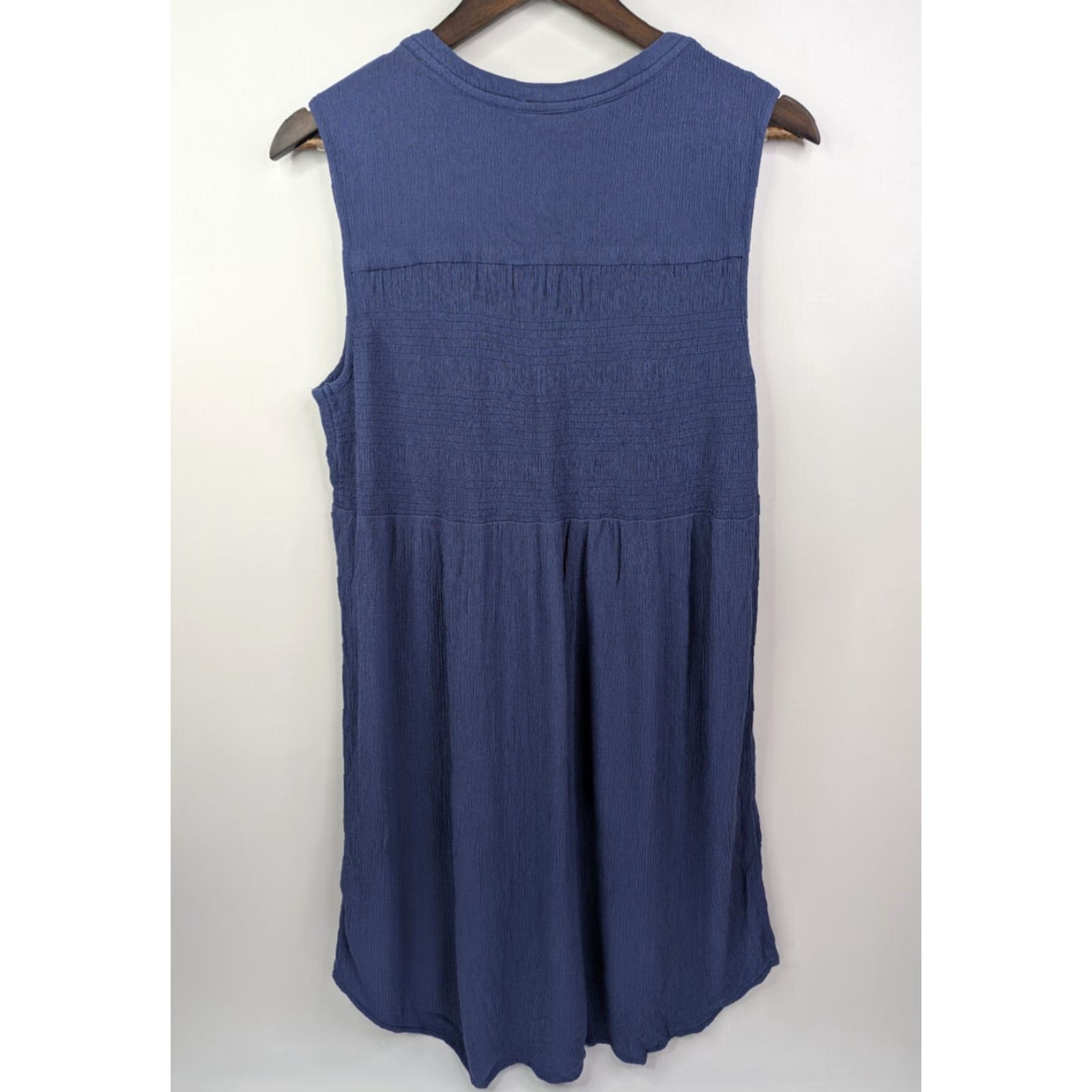 Vintage Knox Rose Sleeveless Midi Button Dress Women’s L Smocked Cottagecore Prairie Blue V-Neck Sundress Women Size L / US 10 / IT 46 - 2 Thumbnail