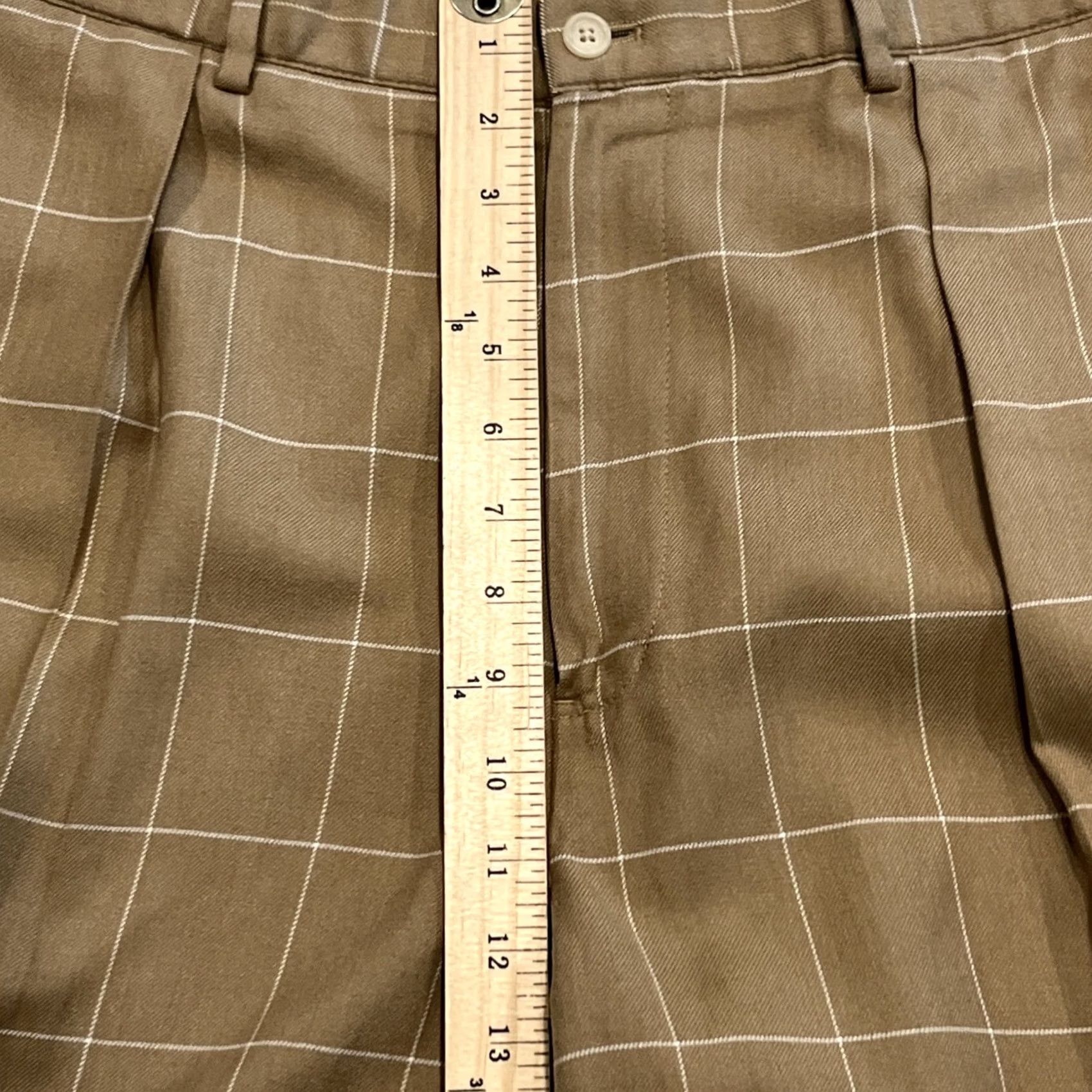Polo Ralph Lauren Polo Golf Pants Mens 38/33 Brown Pleated Wool Silk Cotton Check Size US M / EU 48-50 / 2 - 4 Thumbnail