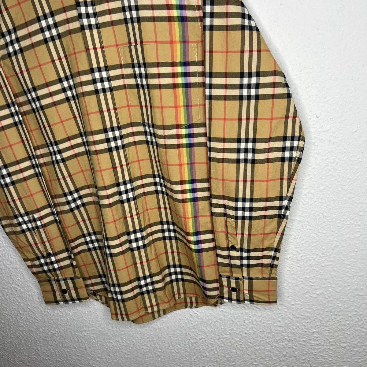 BURBERRY RAINBOW STRIPE SHIRT BUTTON UP ARCHIVE NOVA CHECK