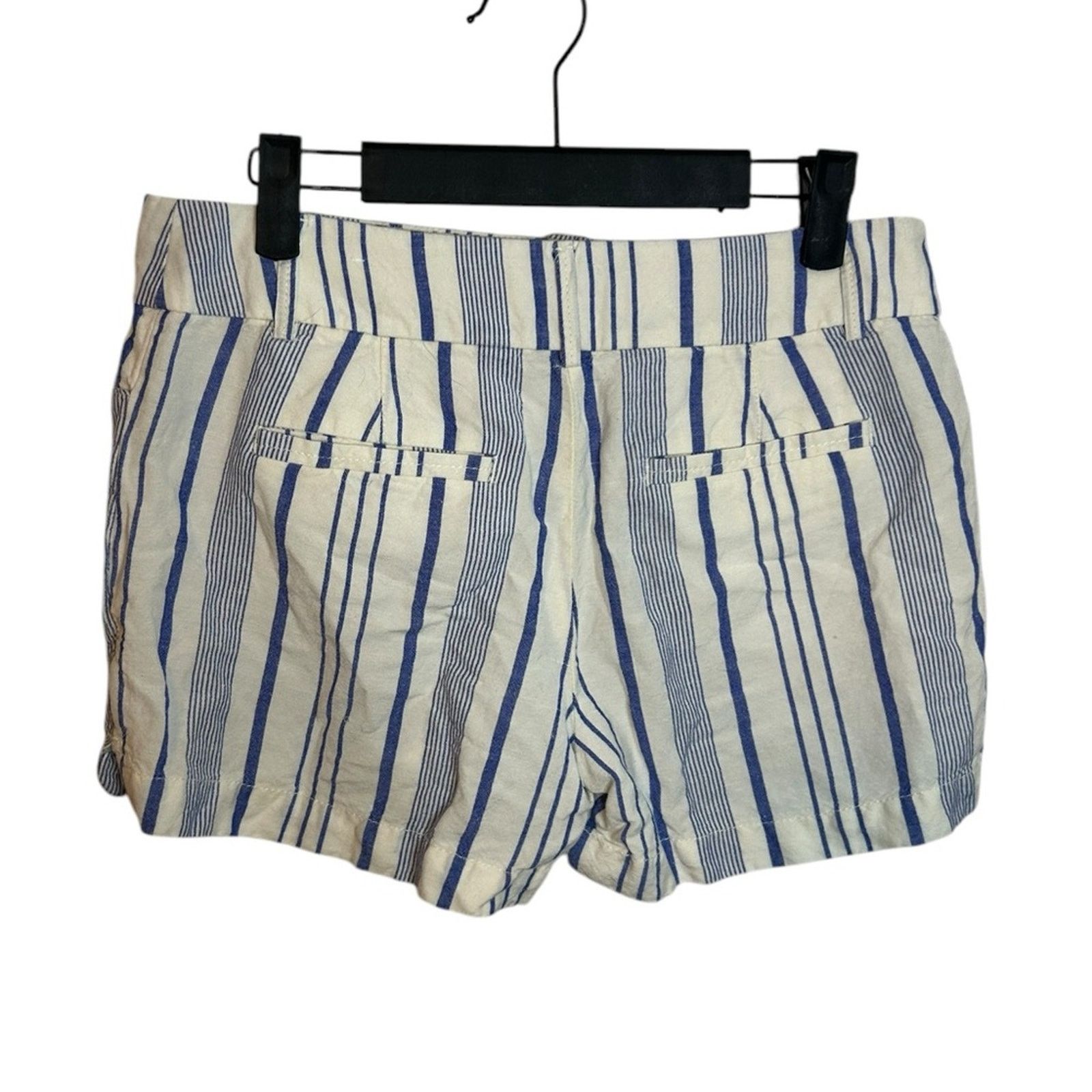Loft Loft Blue Striped Linen Chino Shorts Size 23" - 2 Thumbnail
