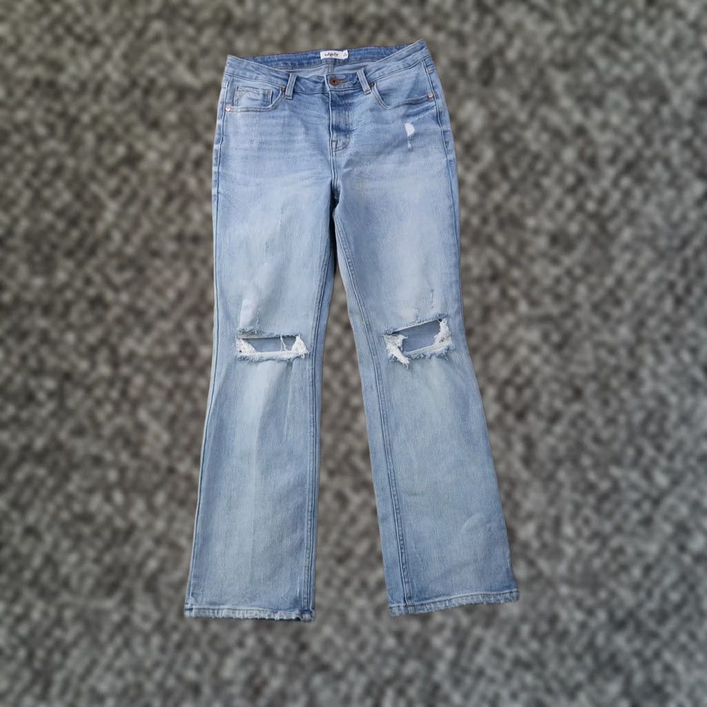 Vintage Edgely Bootcut Jeans Women's 12 Blue Denim Stretch Slim High Rise 30x30 5-Pocket Size 34" / US 12 / IT 48 - 1 Thumbnail