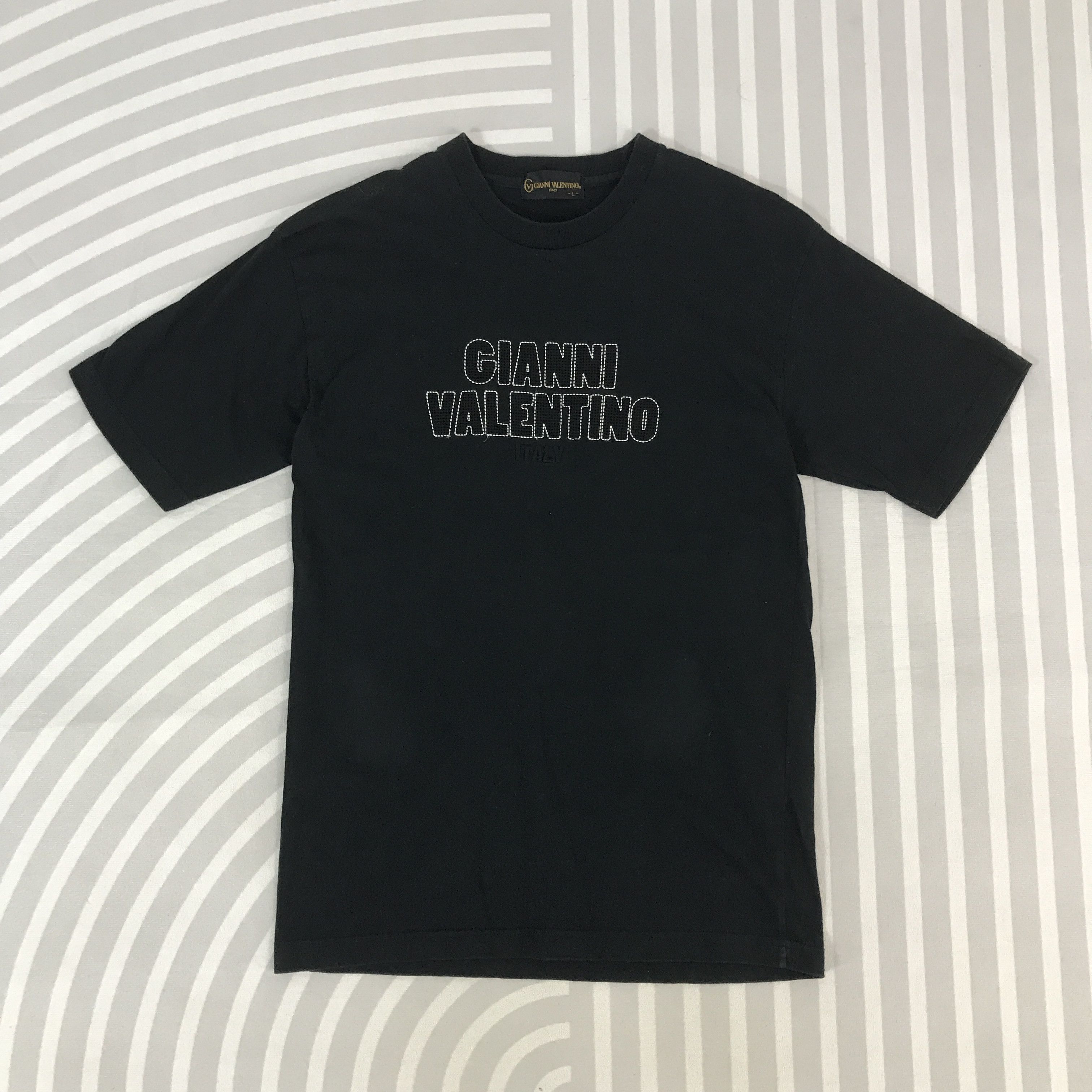 Vintage Gianni Valentino Embroidery Black T-Shirt