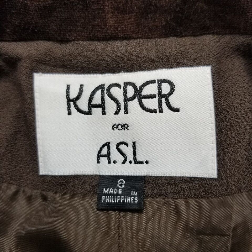 Kasper Kasper Blazer Jacket Womens 8 Brown Pockets Buttons Size M / US 6-8 / IT 42-44 - 7 Thumbnail