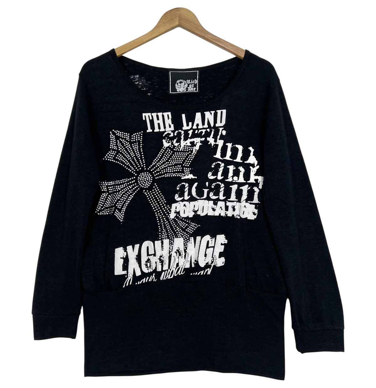 Japanese Brand Rich or Die Chrome Hearts Cross Inspired Long Sleeve Tee Size M / US 6-8 / IT 42-44 - 1 Thumbnail