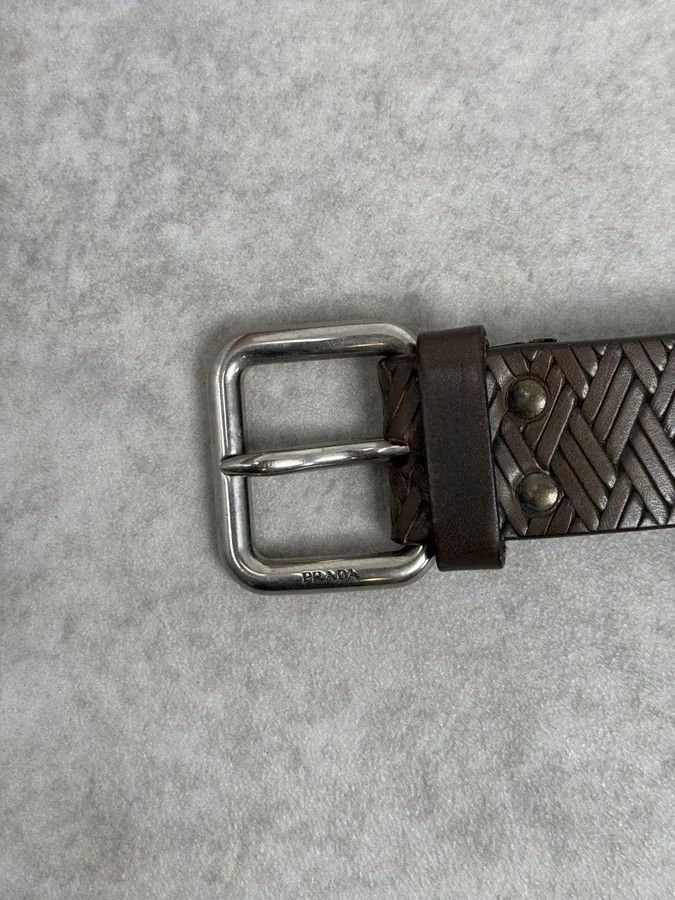 Prada 2000s Prada Brown Wover Leather Minimalist Belt Size ONE SIZE - 5 Thumbnail