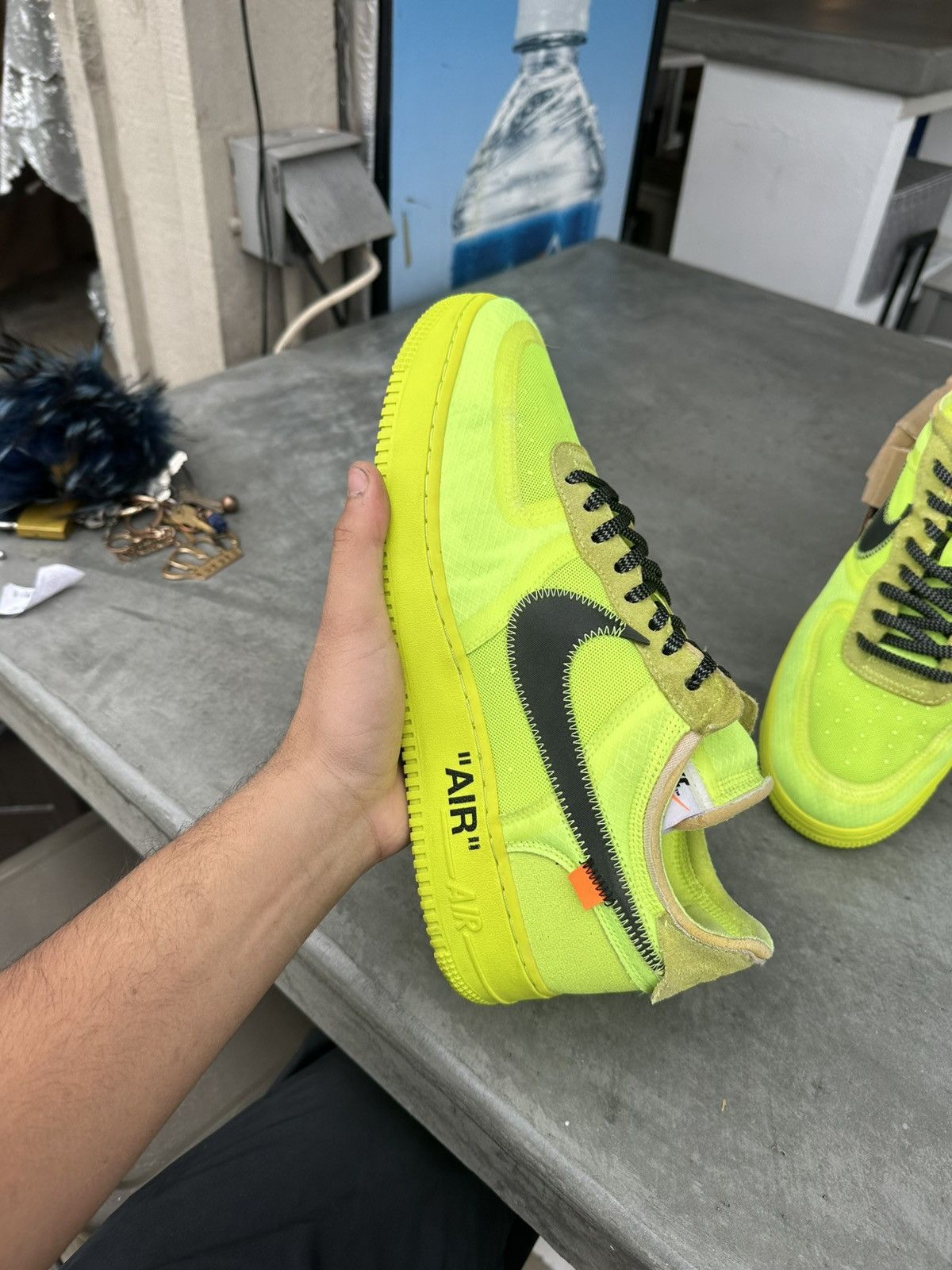 Nike × Off-White × Virgil Abloh Nike Air Force 1 Off White Volt Size US 12 / EU 45 - 6 Thumbnail