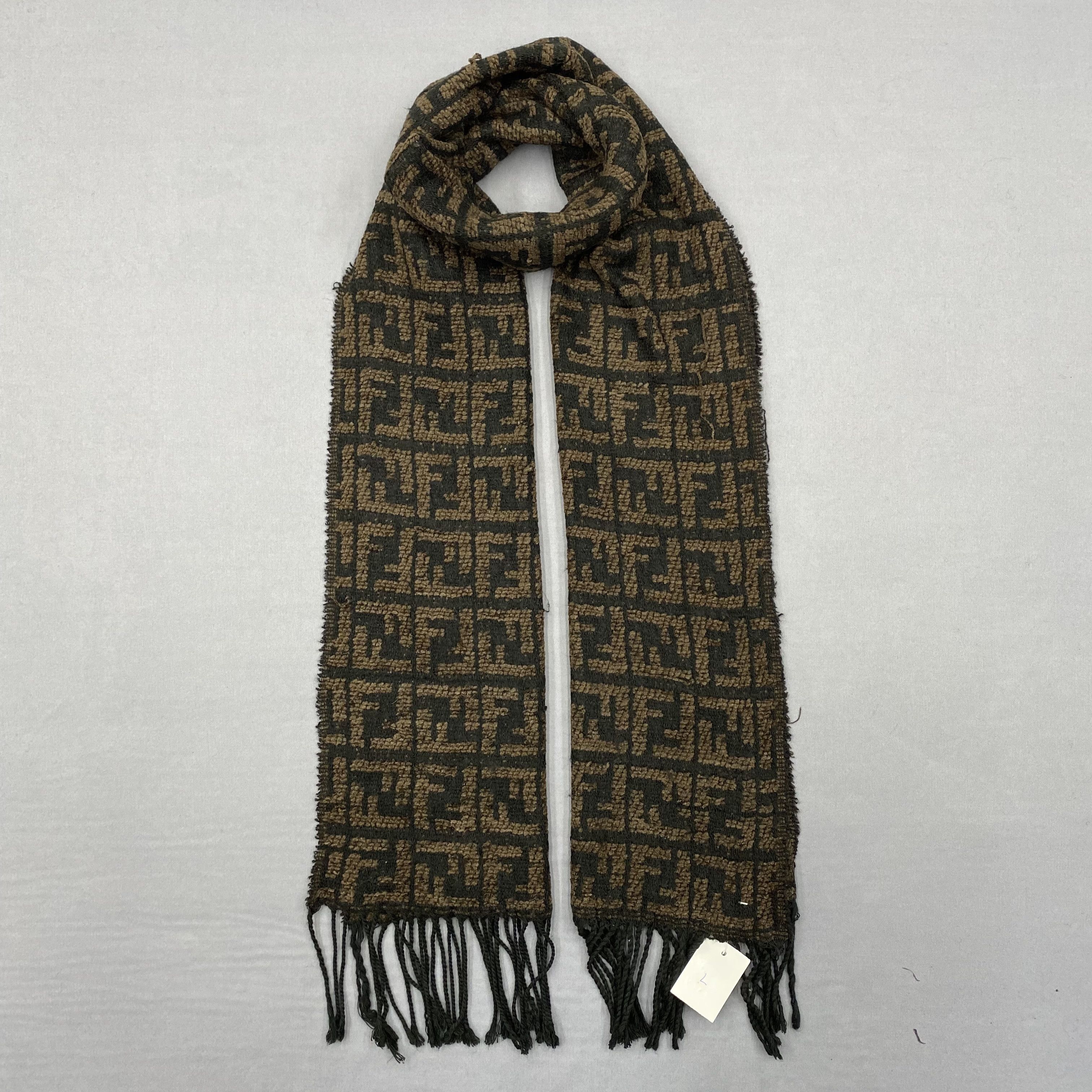 Japanese Brand Vintage Fendi Scarf Muffler Wool Fendi Monogram Zucca Size ONE SIZE - 1 Thumbnail
