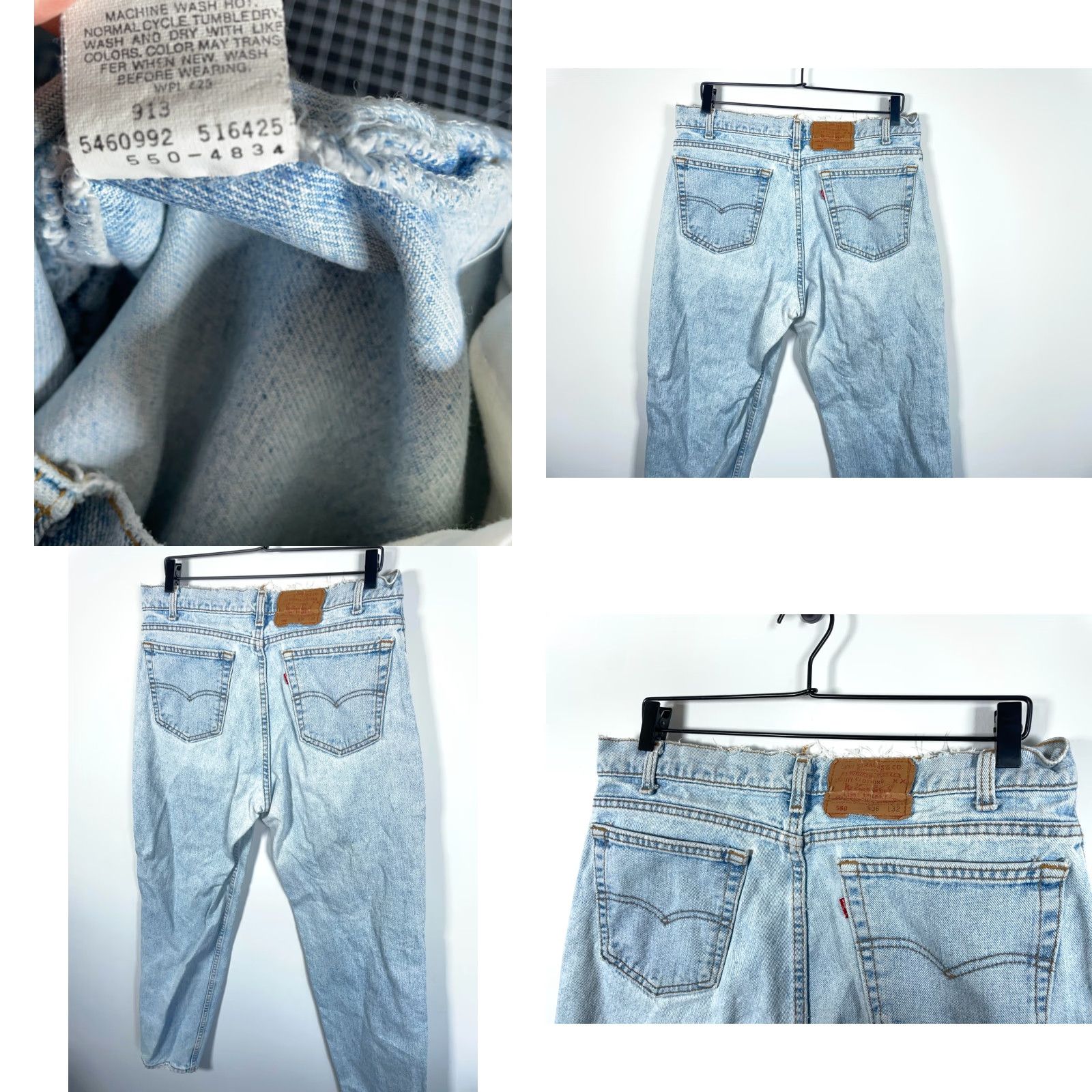 Levi's VINTAGE Levi's 550 Jeans Mens 34 x 31 Light Blue Denim 90s Distressed Straight 5-Pocket Zip Fly USA Made Size US 34 / EU 50 - 9 Thumbnail