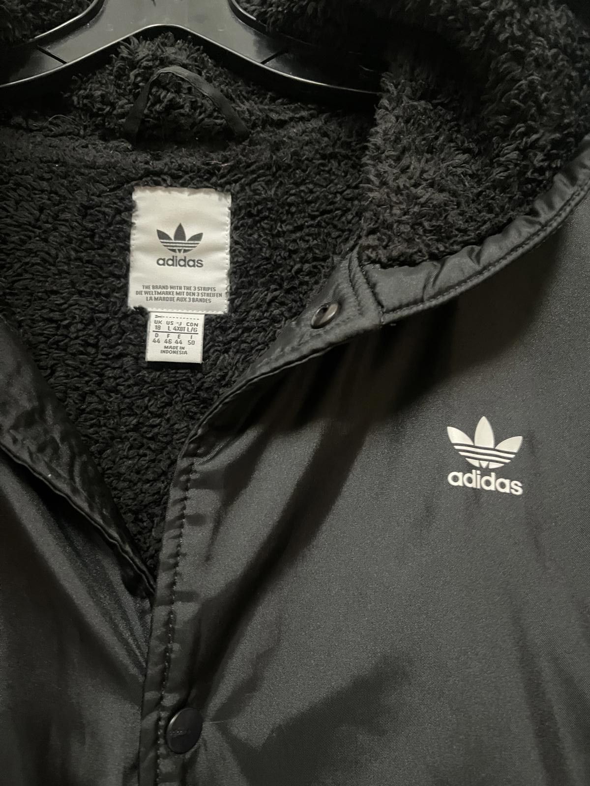 Adidas Vintage Adidas Hooded Jacket Mens L Trefoil Faux Shearling Size US L / EU 52-54 / 3 - 4 Thumbnail