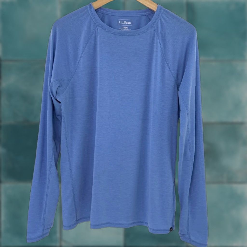 Vintage L.L. Bean Womens Blue Tencel Blend Performance Long Sleeve Top Thumbholes L REG Shirt Size L / US 10 / IT 46 - 1 Thumbnail