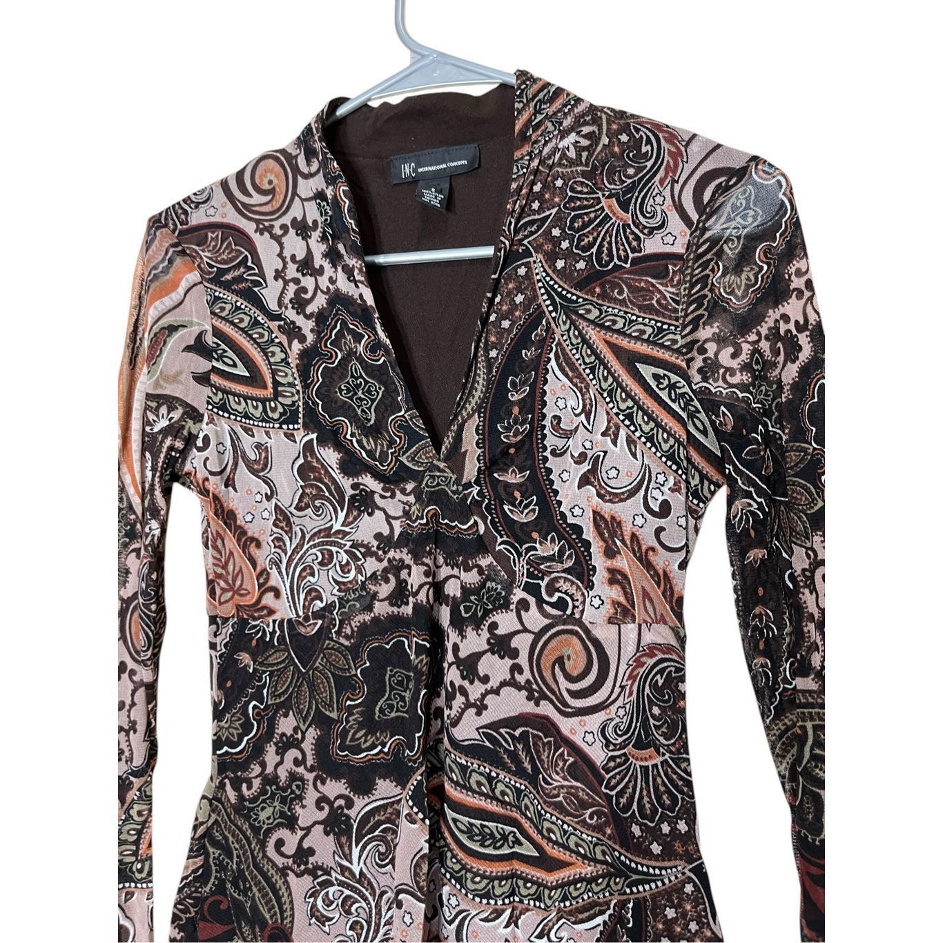 I.N.C Vintage INC International Concepts Y2K Long Sleeve Paisley Top Size S Size S / US 4 / IT 40 - 2 Thumbnail