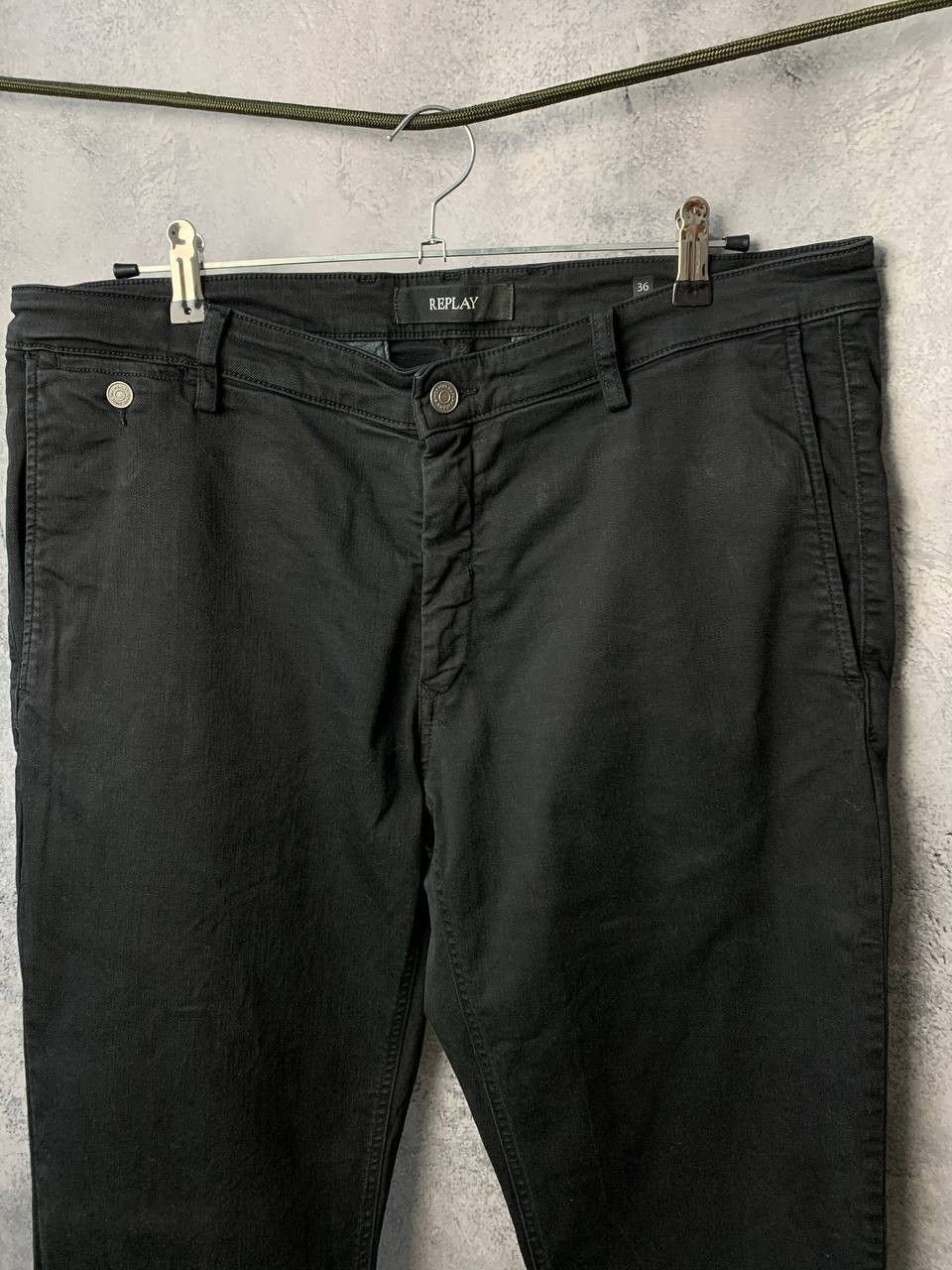 Designer REPLAY MB9722 Jeans Pants Denim Straight Fit Black Size US 36 / EU 52 - 5 Thumbnail