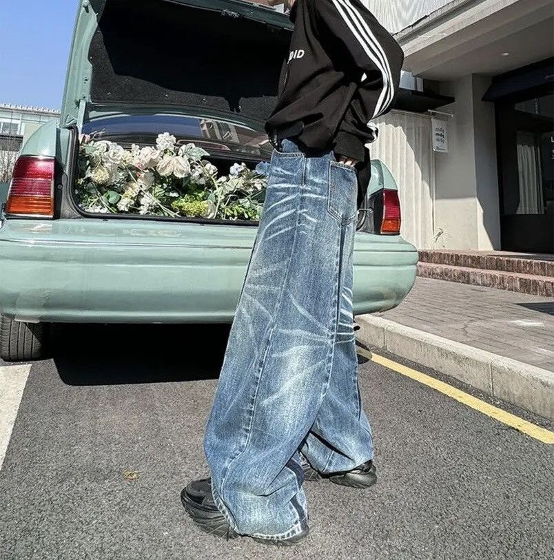 Jean × Vintage Design Retro Washed Wide Leg y2k jeans pants Size US 32 / EU 48 - 6 Thumbnail
