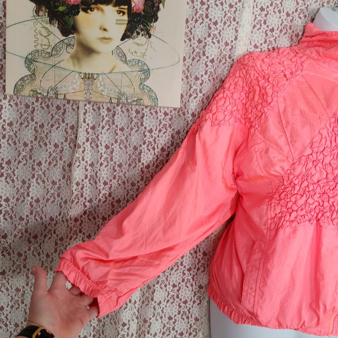 Vintage Vintage 90s ASR pink rouched full zip windbreaker size large Size L / US 10 / IT 46 - 8 Thumbnail