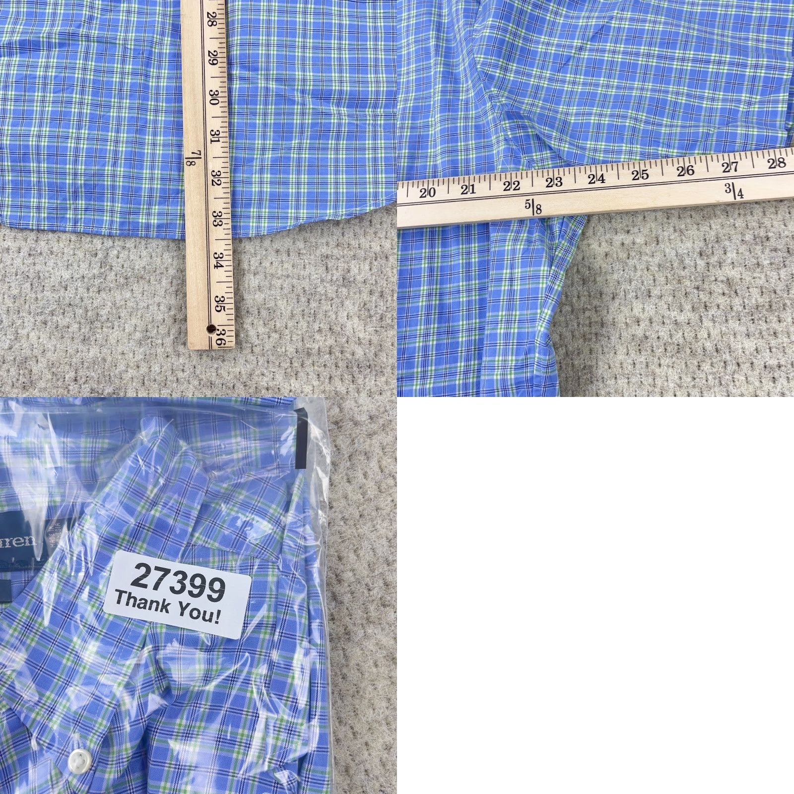 Ralph Lauren Ralph Lauren Classic Fit Button-Up Shirt Men Large Blue Green Plaid Cotton Short Sleeve Size US L / EU 52-54 / 3 - 8 Thumbnail