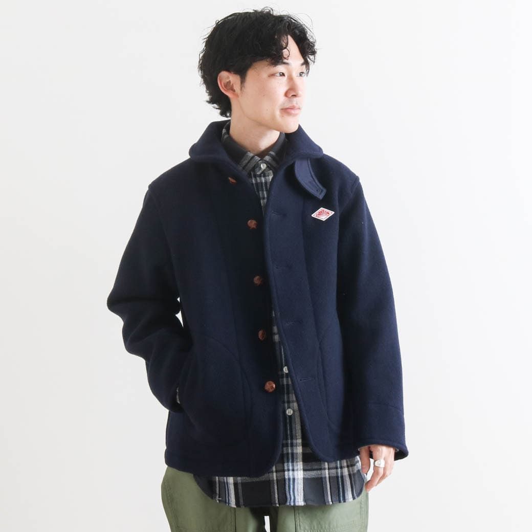 Danton DANTON JAPAN WOOL MOSSER COLLARLESS JACKET IN NAVY Size US S / EU 44-46 / 1 - 1 Thumbnail