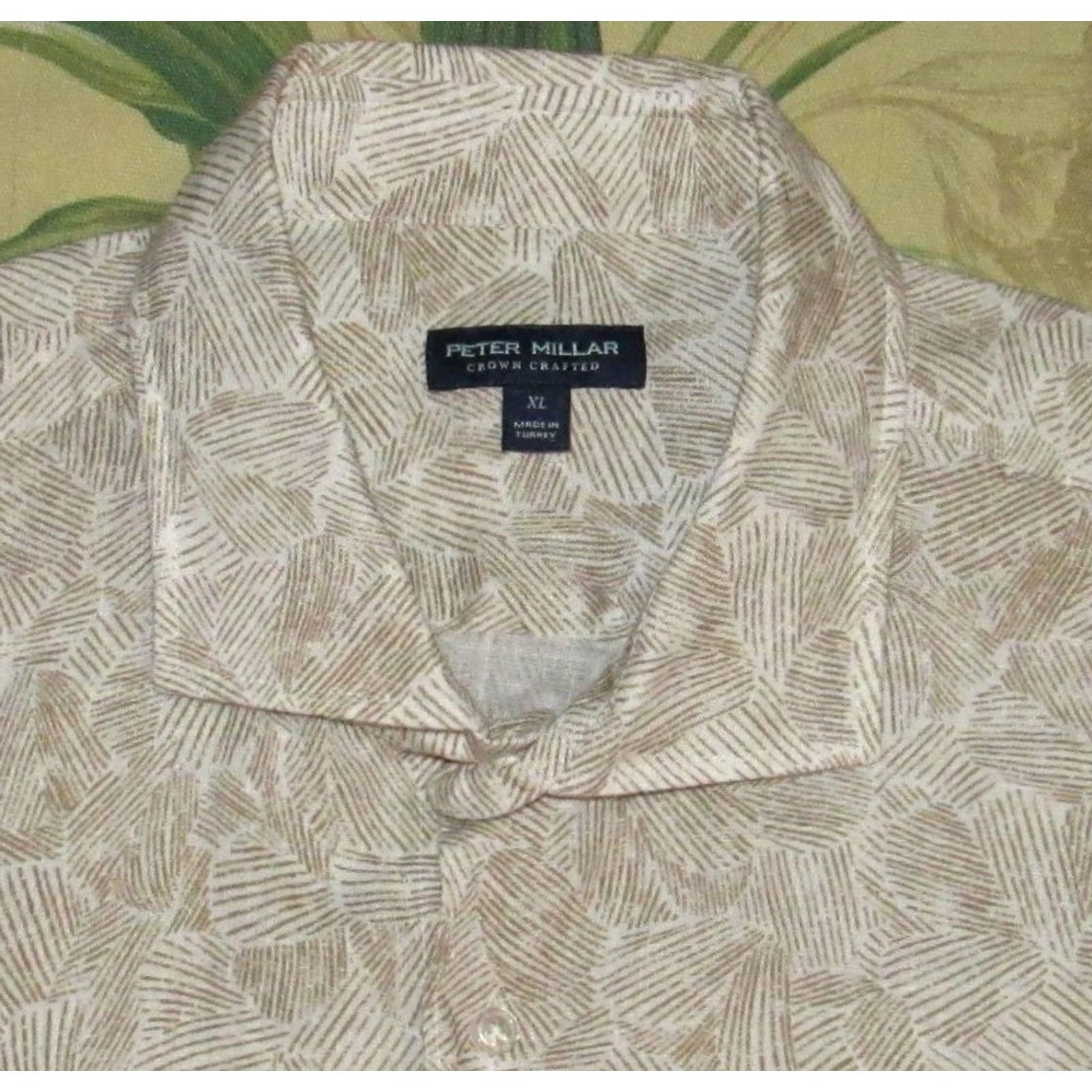 Peter Millar PETER MILLAR Crown Crafted Sacha Linen Short Sleeve Button Down Shirt XL Men Brown Linen Short Sleeve Button-Down Shirt XL Mens Size US XL / EU 56 / 4 - 2 Thumbnail