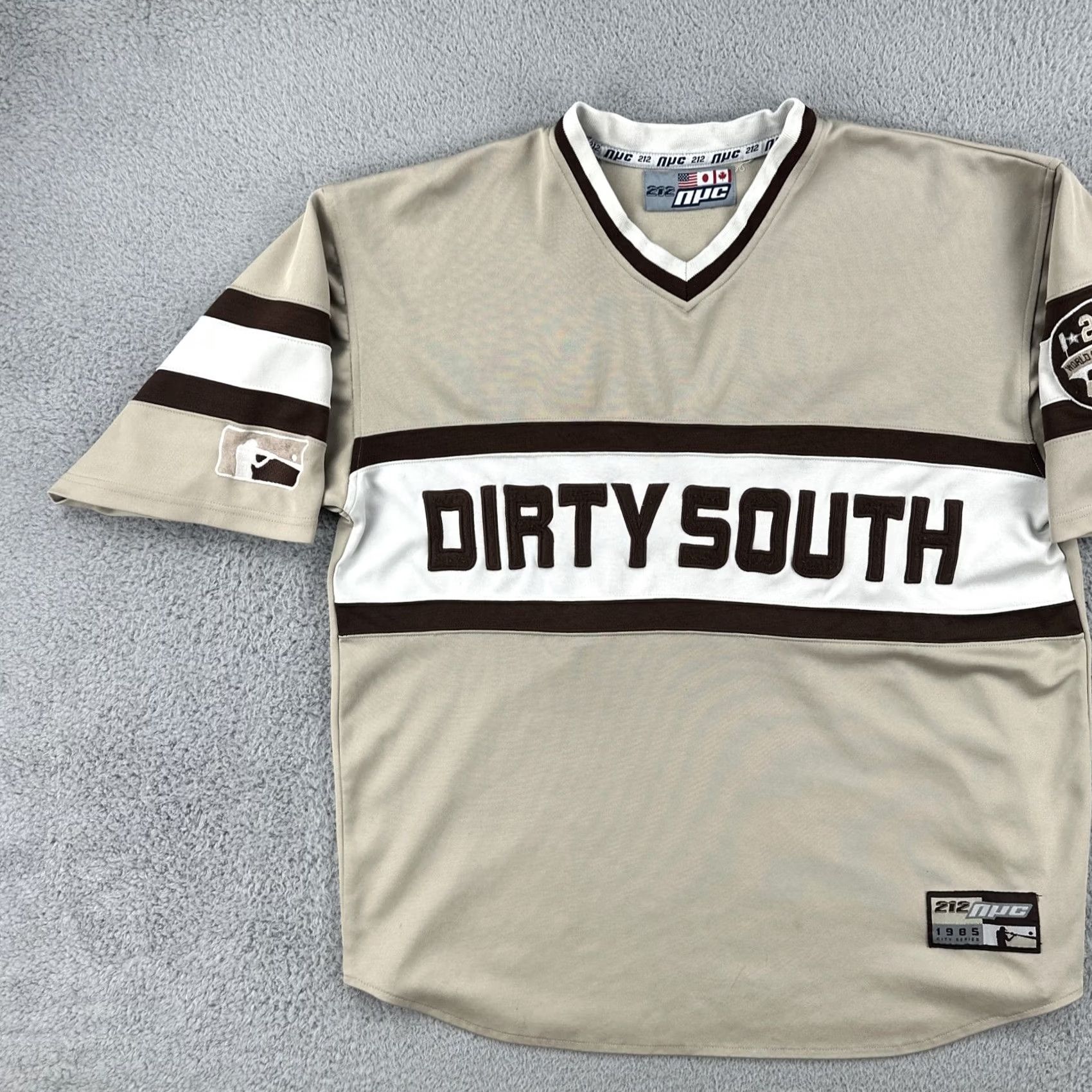 Vintage VINTAGE 212 NYC 90s Y2K Baseball Jersey Two Tone Brown Unisex Adults XL Dirty South Short Sleeve Pullover Jersey Mens Womens Size US XL / EU 56 / 4 - 3 Thumbnail