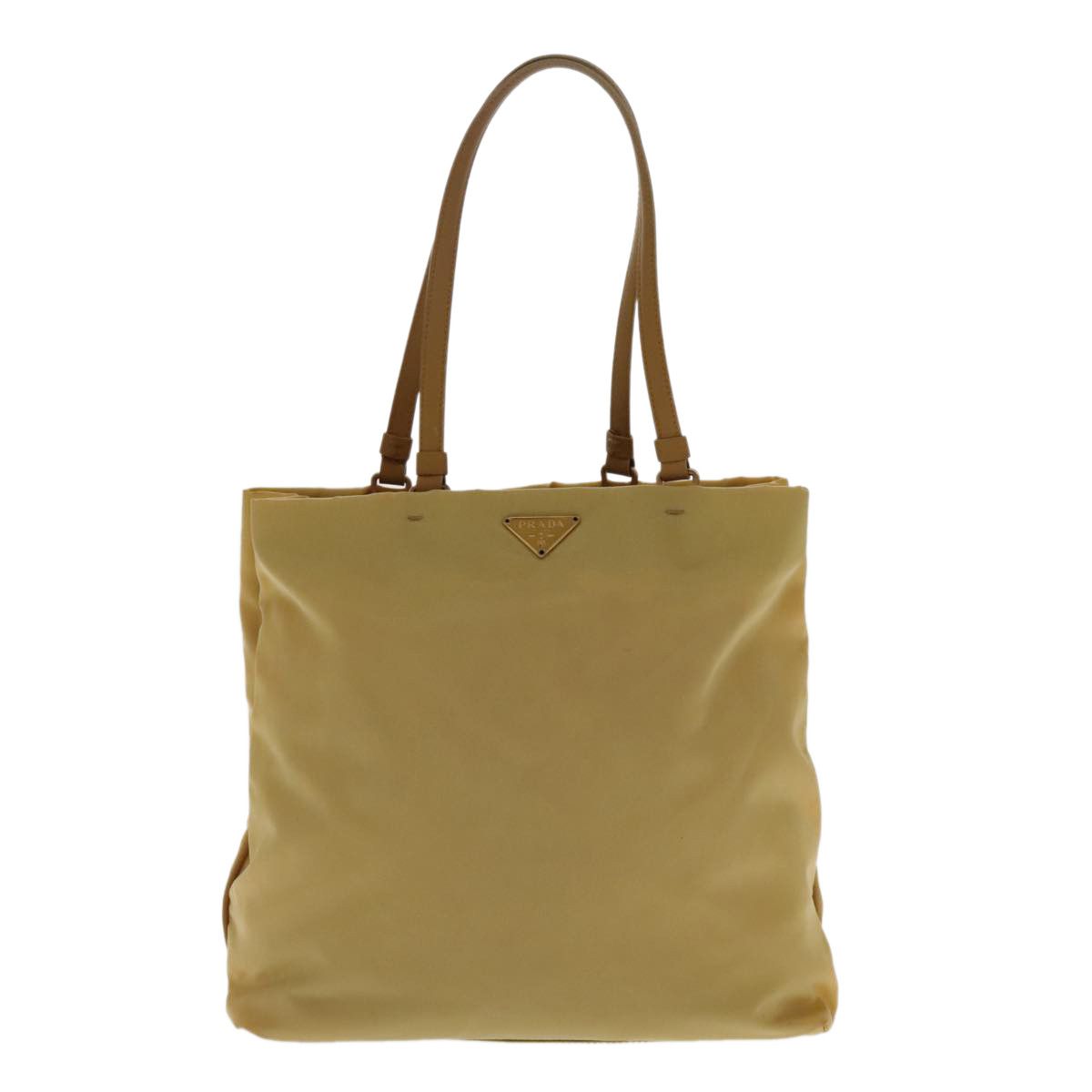 Prada Triangle Logo Beige Synthetic Shoulder Bag (Pre-Owned) Size ONE SIZE - 1 Thumbnail