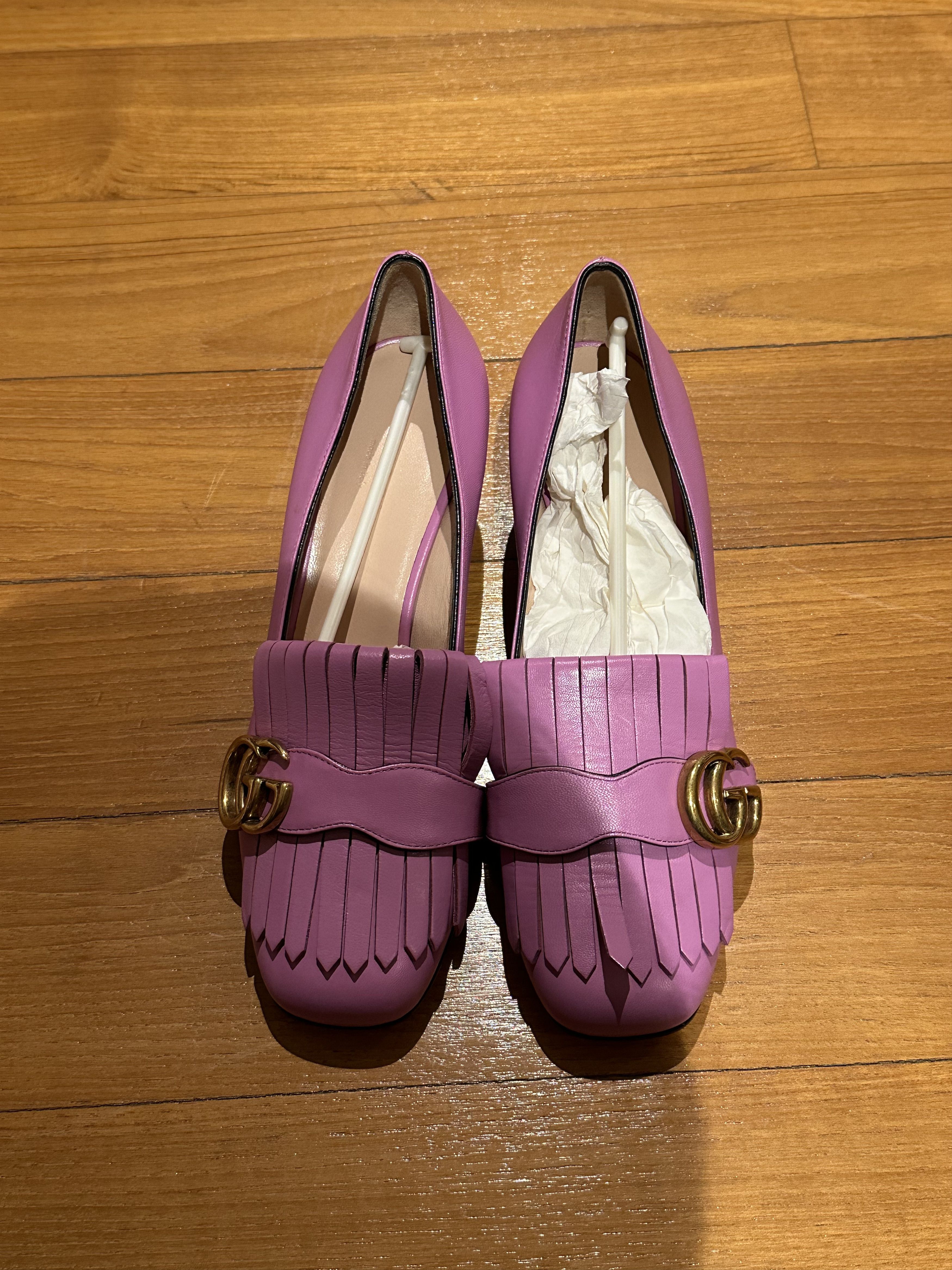Gucci GUCCI leather GG Marmont Fringe Loafer Pumps Size US 6.5 / IT 36.5 - 1 Thumbnail