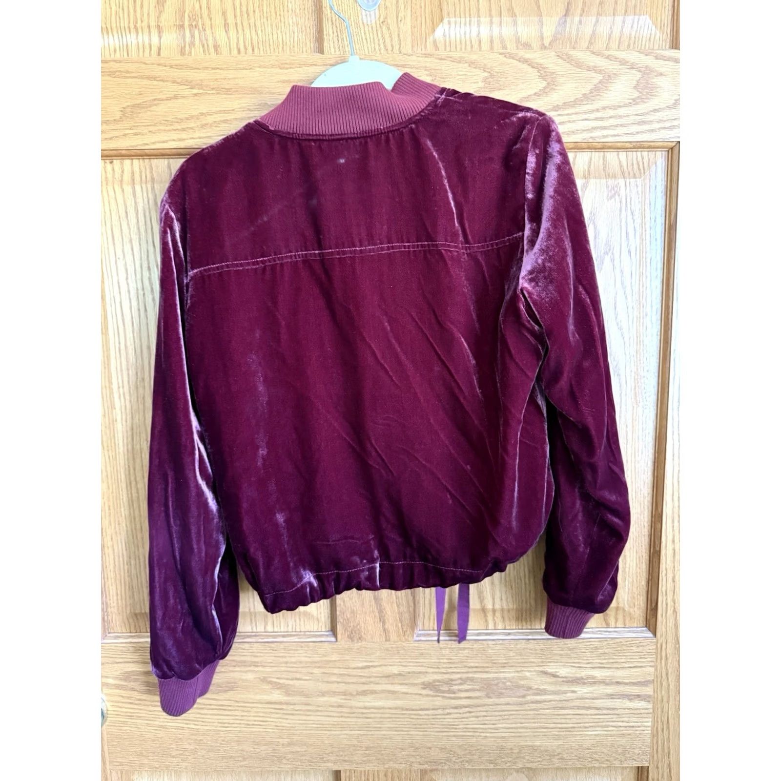 J.Crew J.CREW Burgundy Velvet Jacket Womens Medium Preppy Classy Zip Size M / US 6-8 / IT 42-44 - 2 Thumbnail