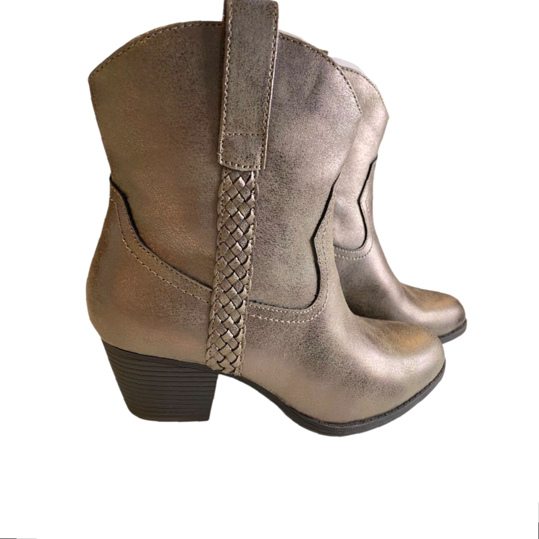 Frye VINTAGE Frye & Co Boots Daxx Western Womens 10M Size Stacked Platinum Brown Vegan Leather Shoes Size US 10 / IT 40 - 3 Thumbnail