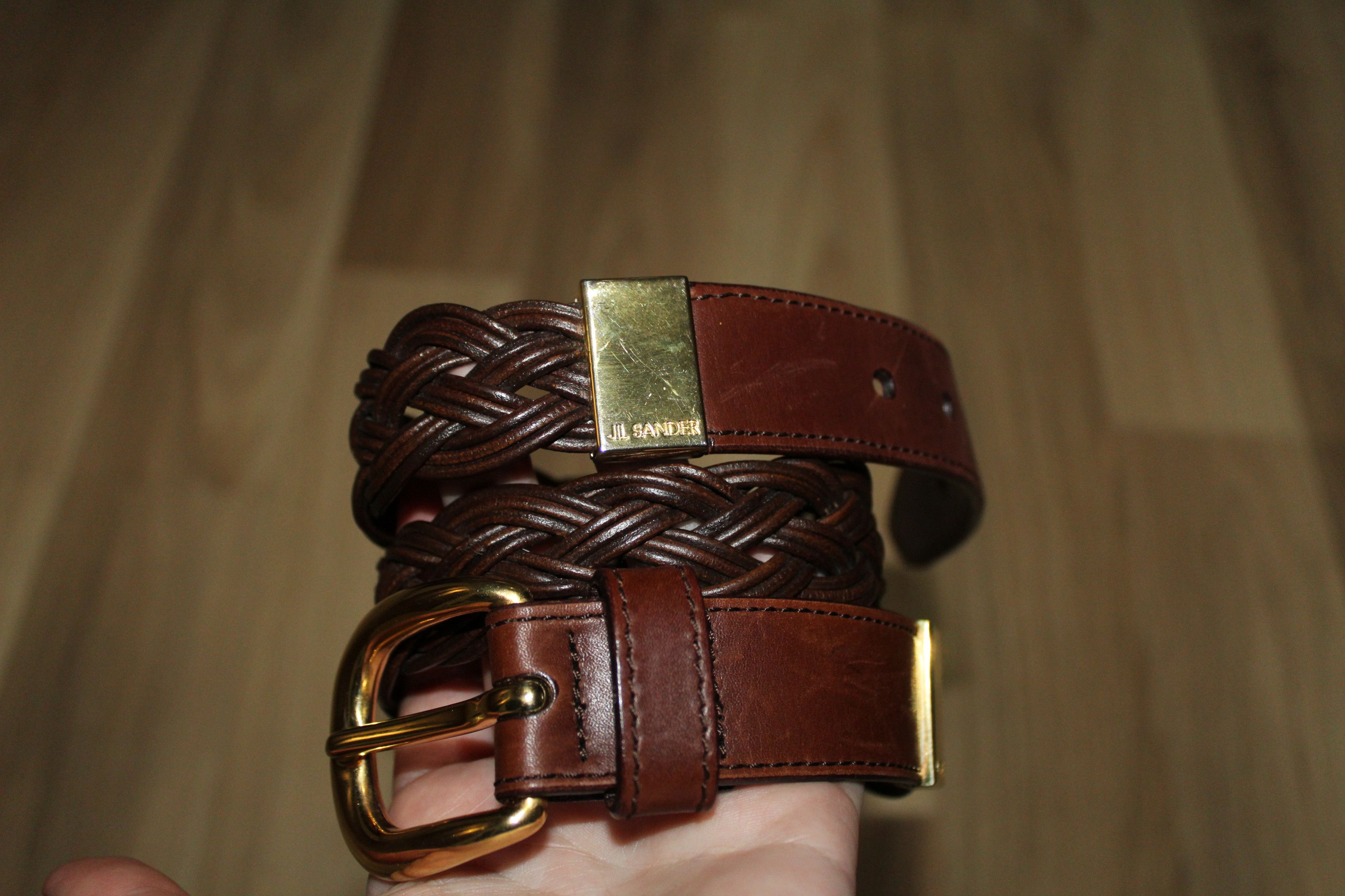 Vintage Jil Sander Brown Leather Belt Gold Hardware Minimalist women small Jil Sander Leather Belt - Etsy Australia main image 2