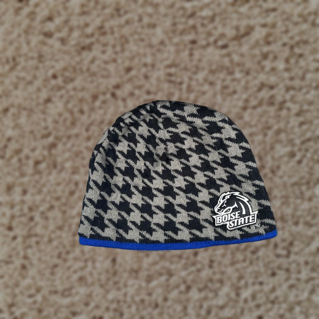 NCAA NCAA Beanie Adult One Size Gray Black Houndstooth Acrylic Knit Beanie Hat Mens Womens Unisex Outdoors Seasonal Fall Winter Lightweight Adjustable Size ONE SIZE - 1 Thumbnail