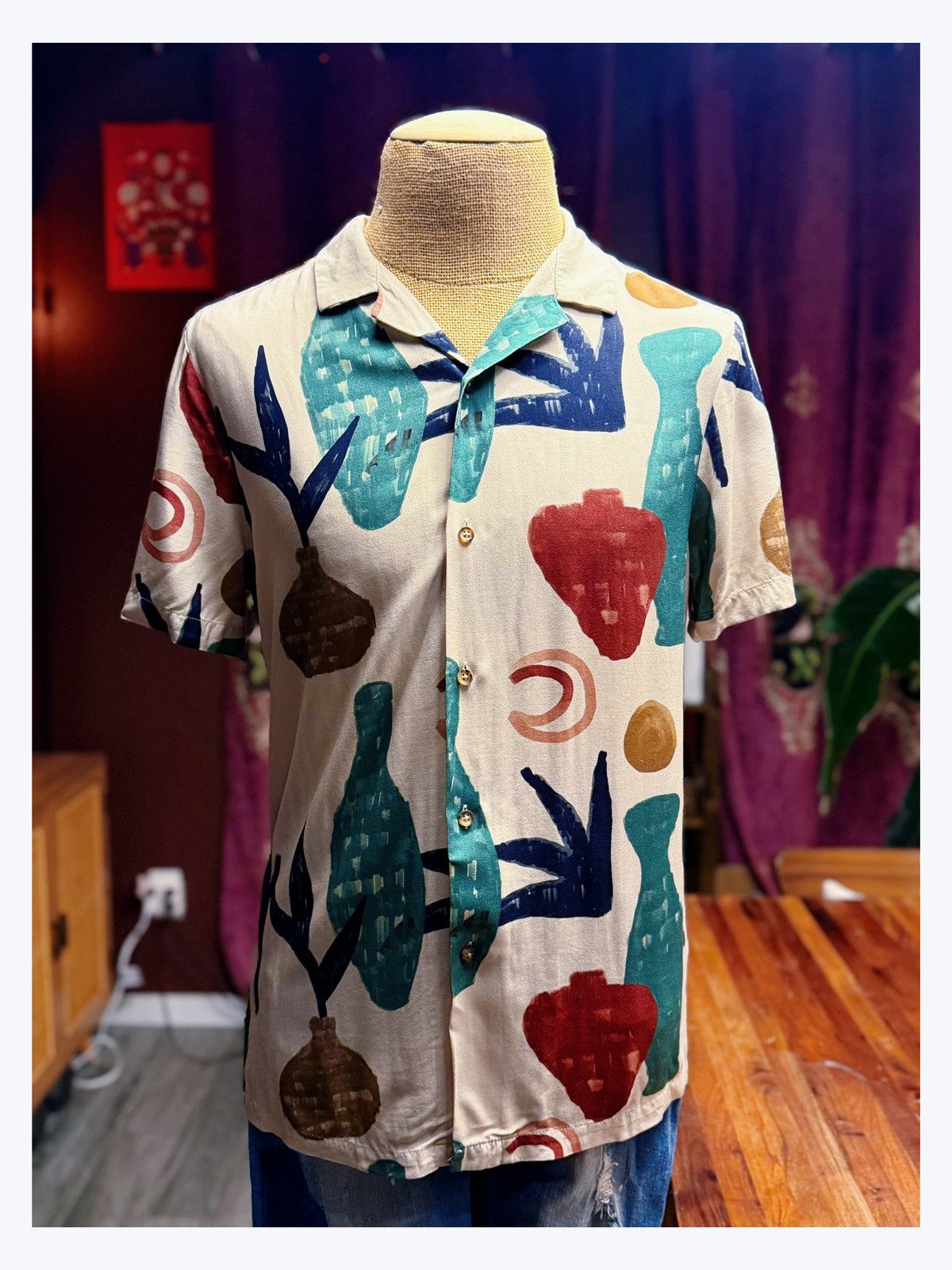 Asos Vintage-Style Abstract Pottery Print Shirt – Unisex M Size US M / EU 48-50 / 2 - 1 Thumbnail