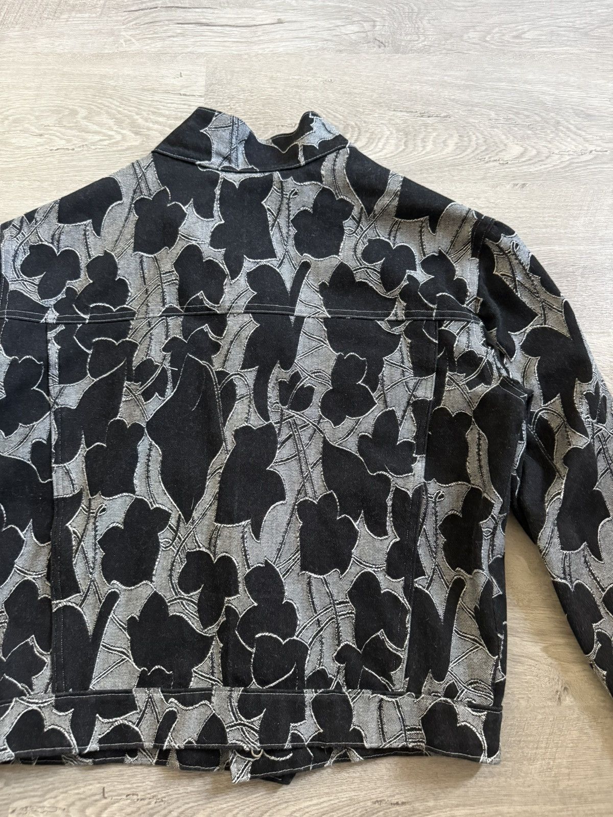 Handmade Denim Jacket Floral Jaquard Pattern Size US M / EU 48-50 / 2 - 10 Thumbnail