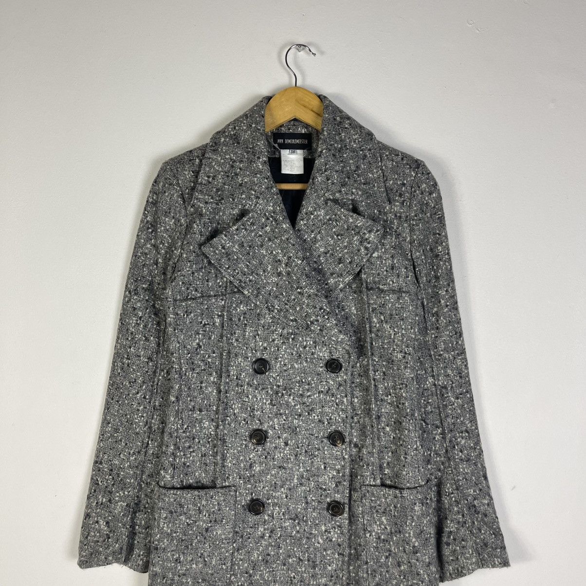 Ann Demeulemeester Ann Demeulemeester Archive Grey Tweed Double Breasted Coat Size XS / US 0-2 / IT 36-38 - 4 Thumbnail