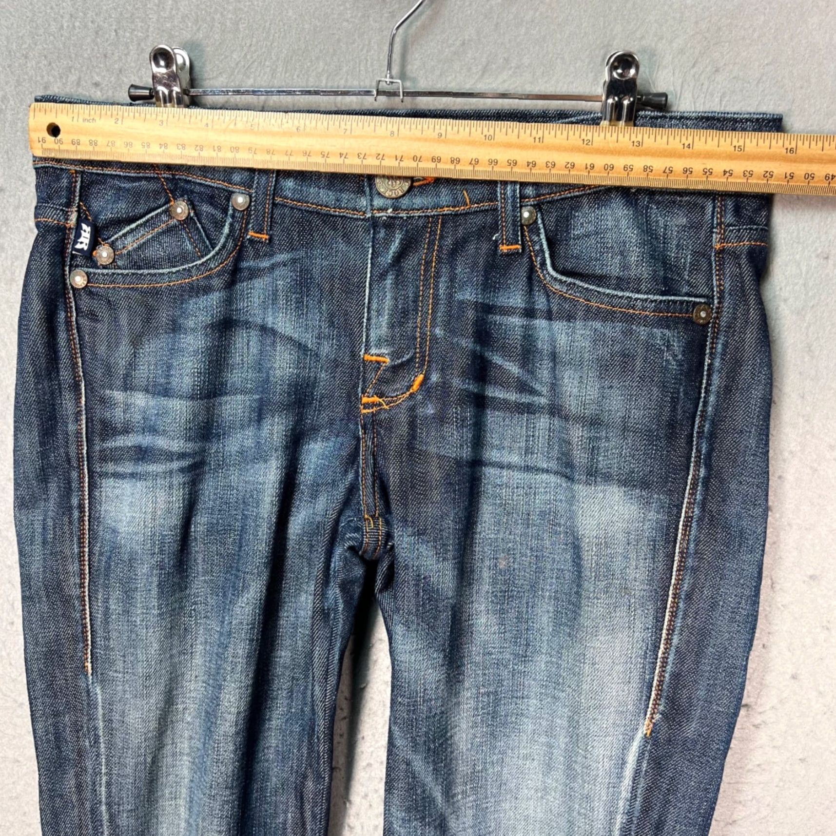 Vintage Rock & Republic Jeans Skinny Denim Distressed Dark Wash 28 Womens Regular Inseam 36" Blue Cotton Blend Pants Ladies Mens Girls Size 28" / US 6 / IT 42 - 6 Thumbnail