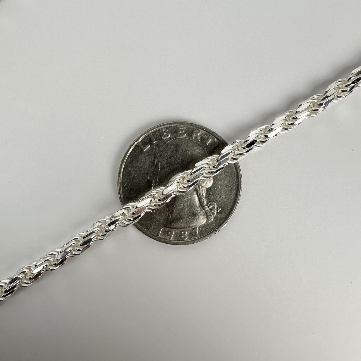 Jewelry Silver Bracelet Solid .925 Silver Rope Bracelet 4mm 7 Inches Size ONE SIZE - 7 Thumbnail