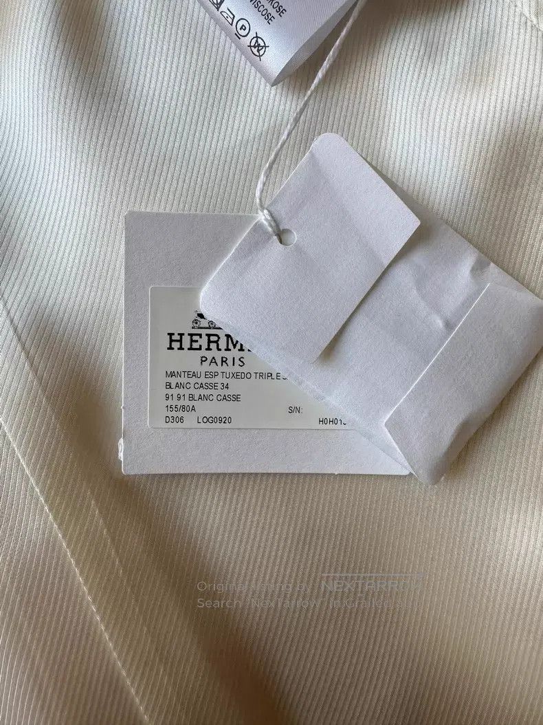 Hermes Hermes Beige long coat, wool + silk fabric, elegant for au Size XXS / US 00 / IT 34 - 8 Thumbnail