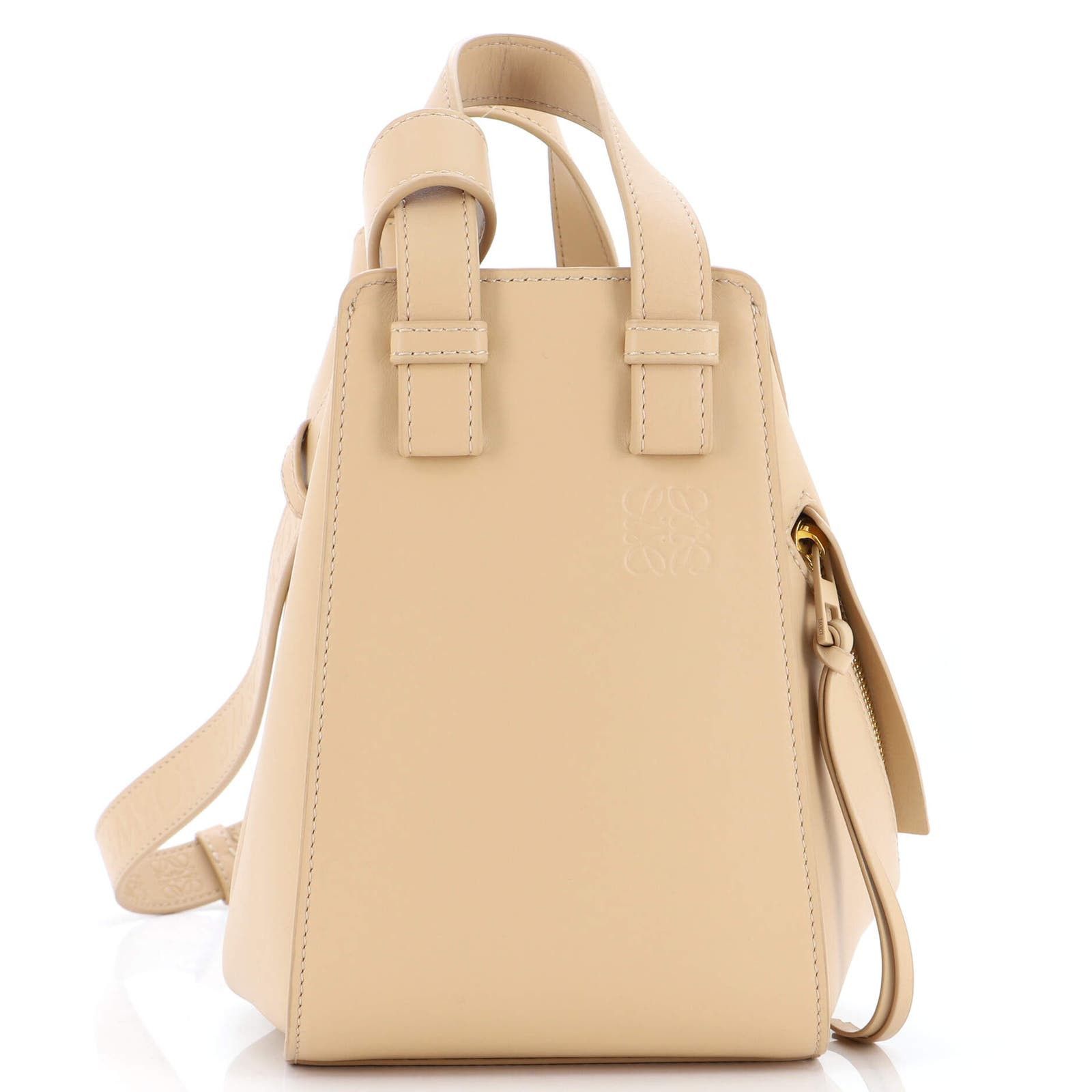 image of Loewe Monochrome Hammock Bag Leather Compact in Beige, Women's