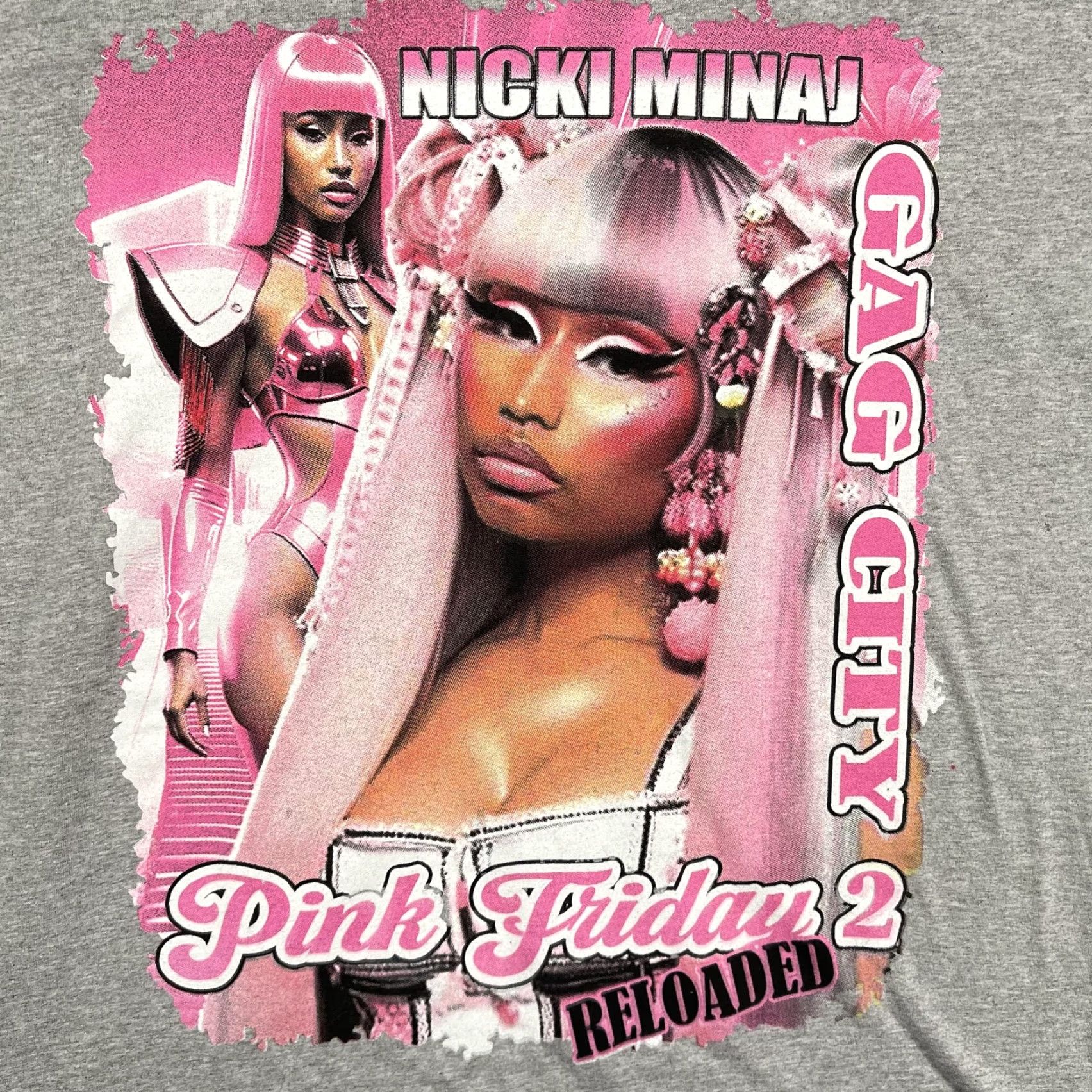 Gildan Nicki Minaj Shirt Mens 2XL Gray Gag City Pink Friday 2 Concert Tour Graphic Tee Size US XXL / EU 58 / 5 - 2 Thumbnail