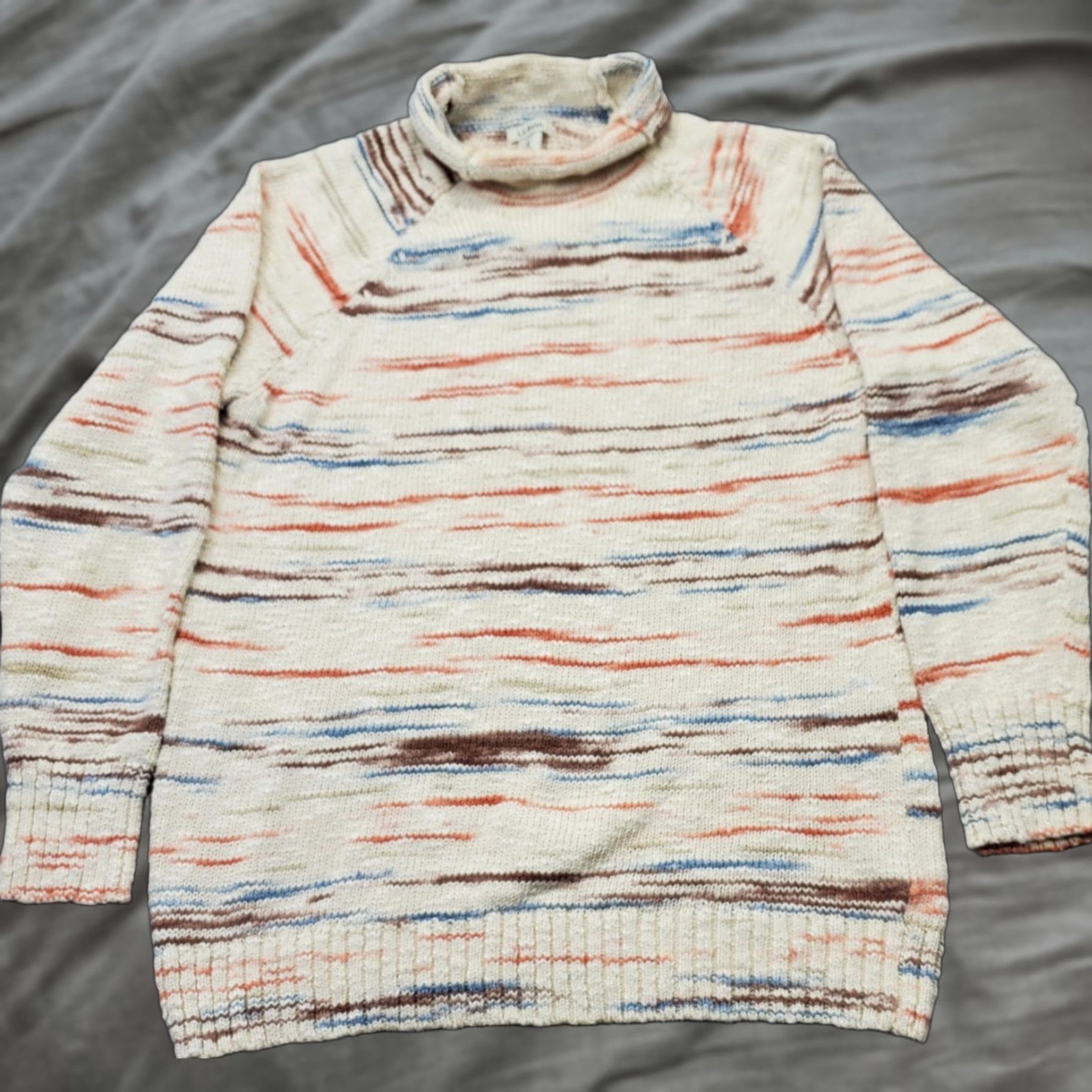 Vintage L.L. Bean Sweater Womens M Multi Space Dye Raglan Sleeve Mock Neck 513754 Size M / US 6-8 / IT 42-44 - 1 Thumbnail
