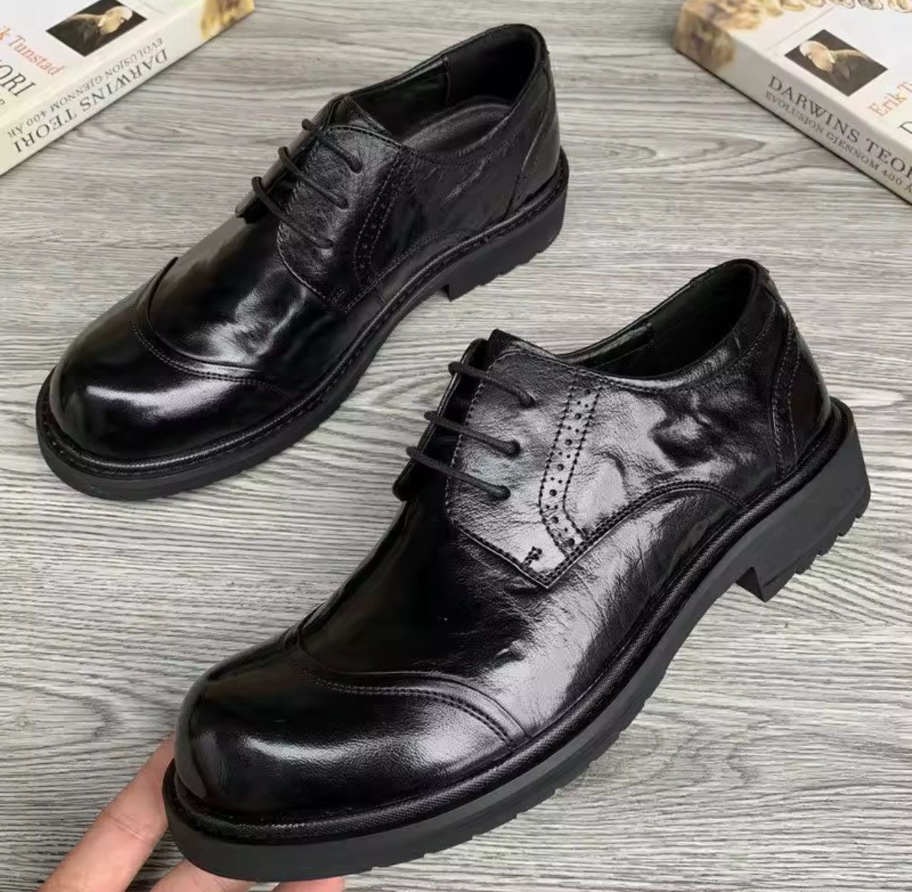 Genuine Leather Real Leather Casual British Black Basic Loafers Boots Size US 10 / EU 43 - 1 Thumbnail